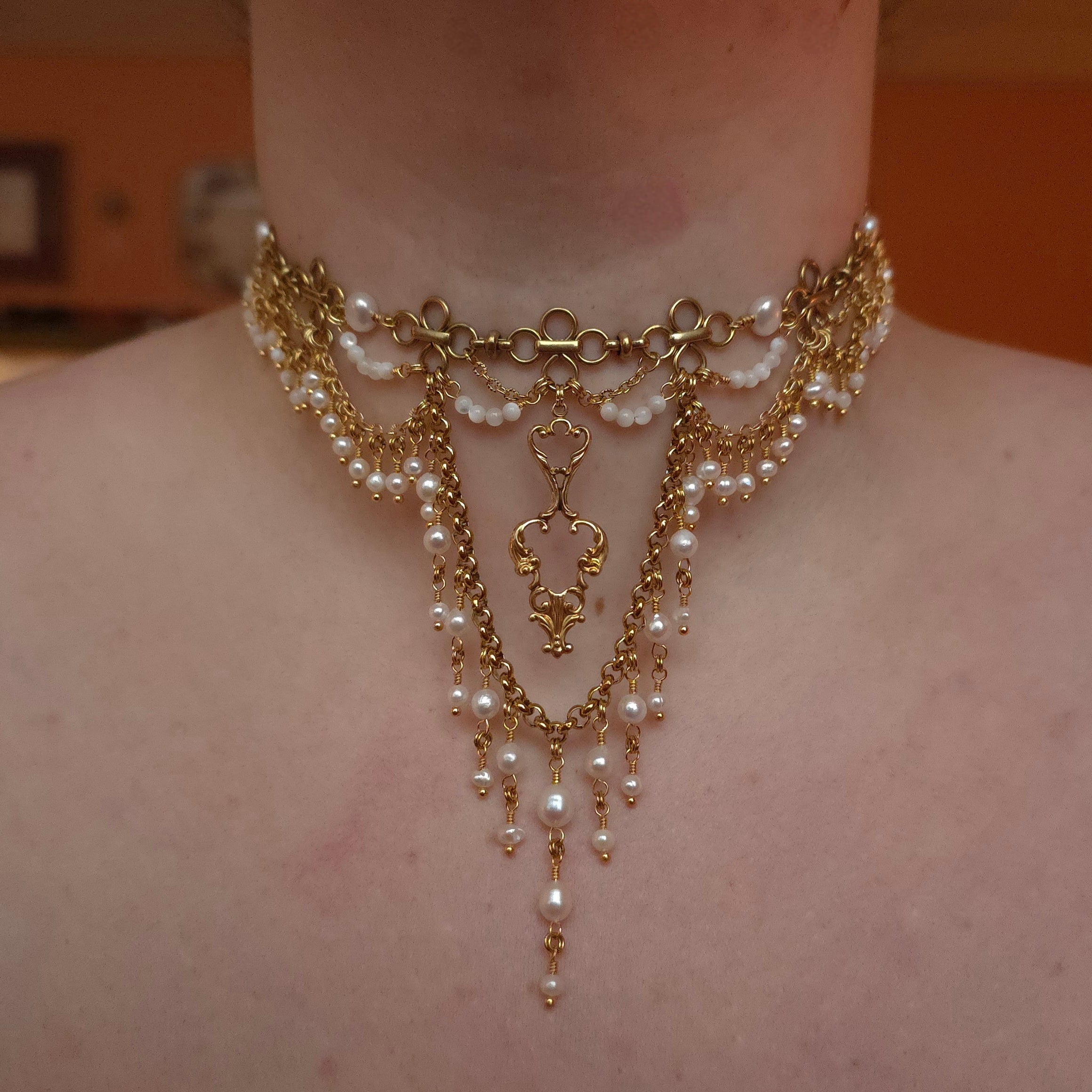 PERIAPT | Gold & Pearl Renaissance Inspired Choker