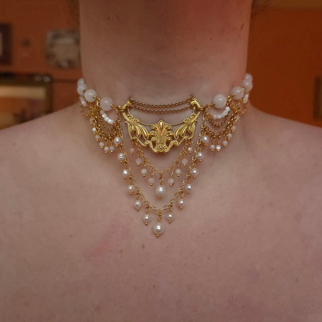UNSUNDERED | Gold & Moonstone Renaissance Inspired Choker