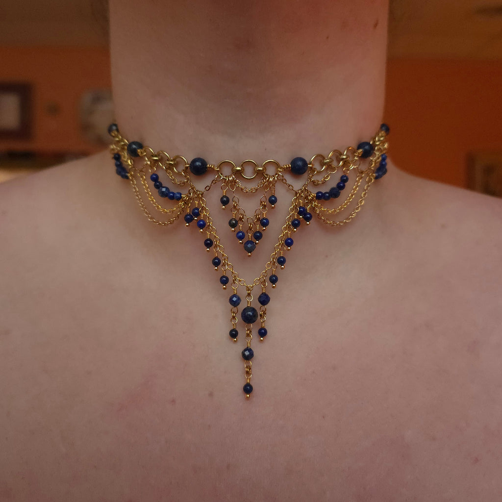 SOLITUDE | Gold & Lapis Renaissance Inspired Choker
