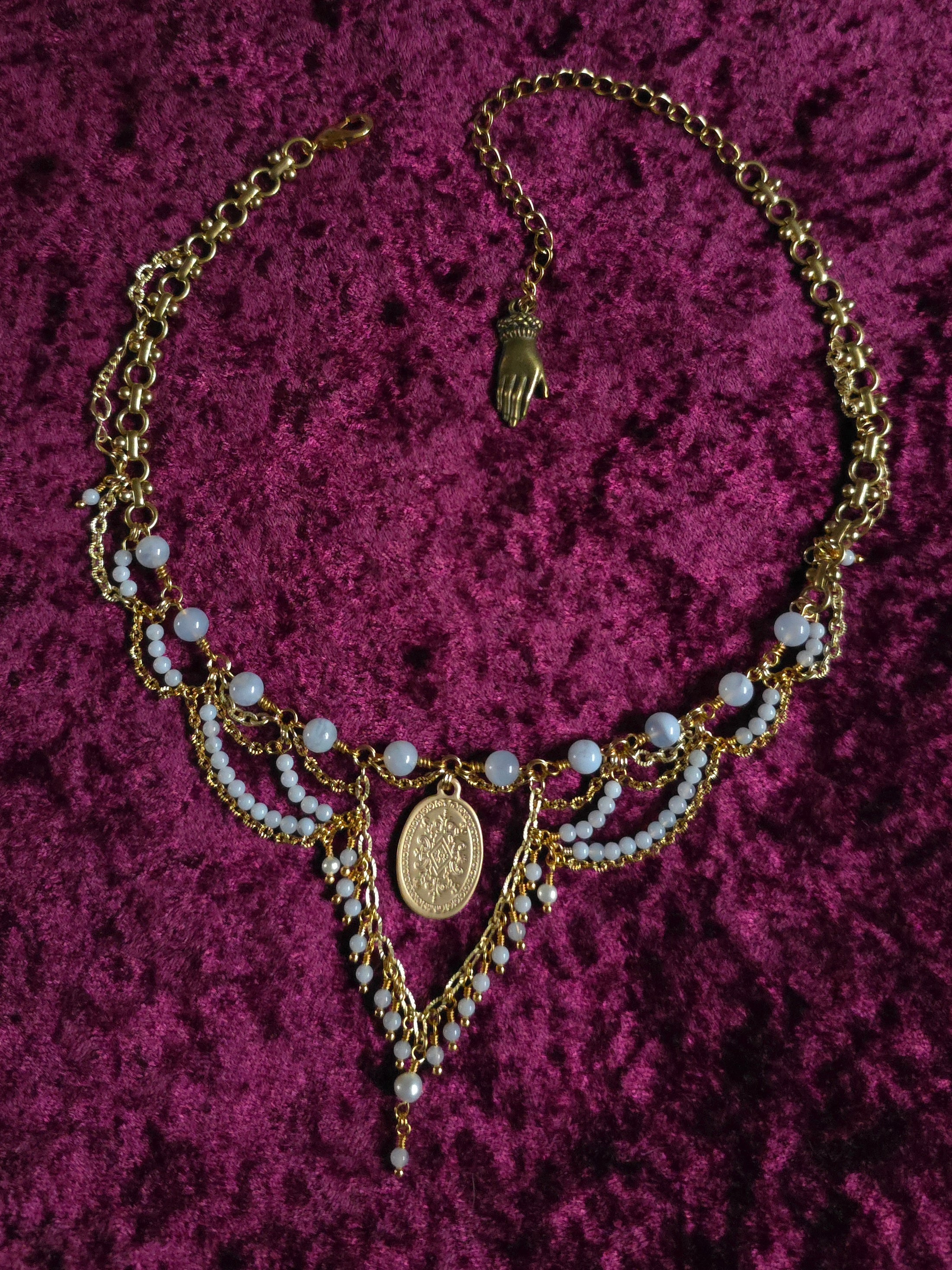 DULCET | Gold & Blue Lace Agate Renaissance Inspired Choker