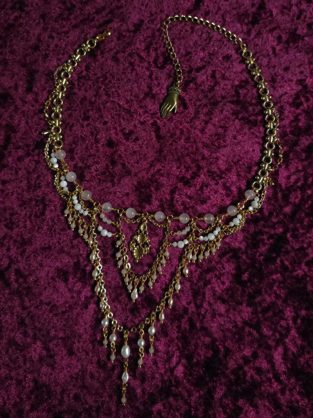 LOVESOME | Gold & Rose Quartz Renaissance Inspired Choker