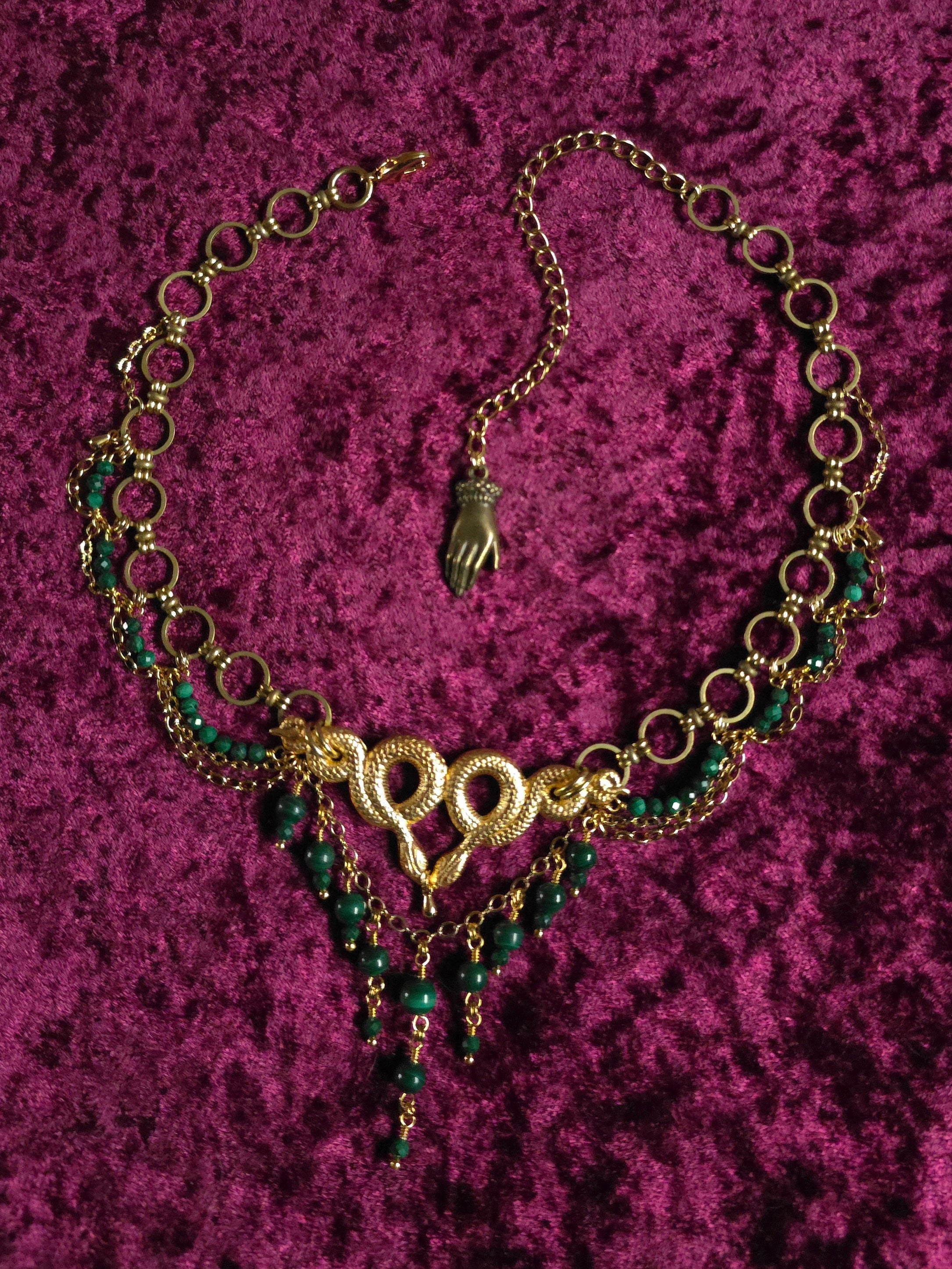 EVE OF EDEN | Gold & Malachite Renaissance Inspired Choker