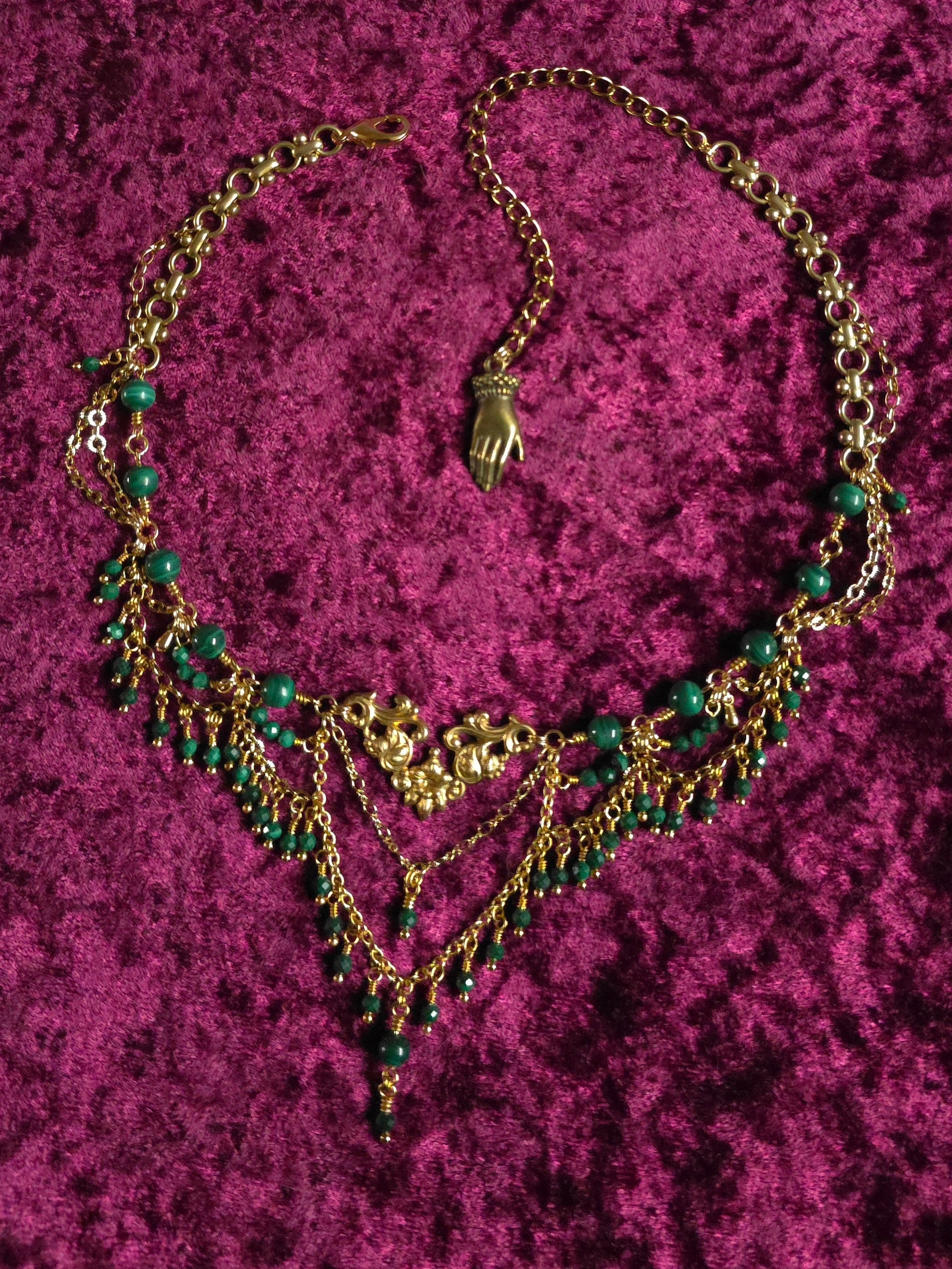 GREENWOOD | Gold & Malachite Renaissance Inspired Choker