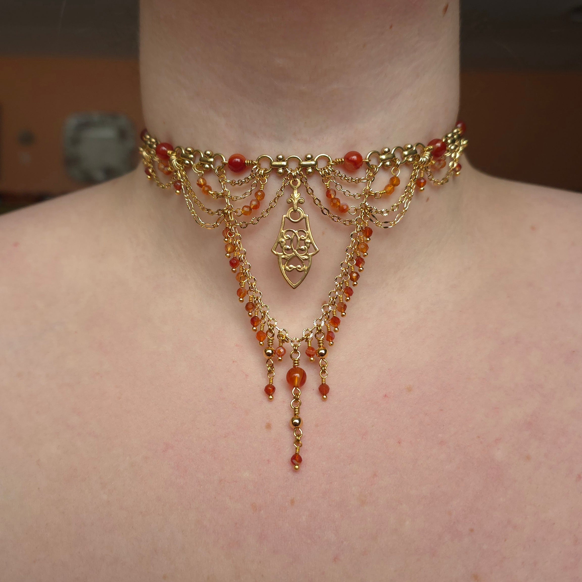 MORROW | Gold & Carnelian Renaissance Inspired Choker