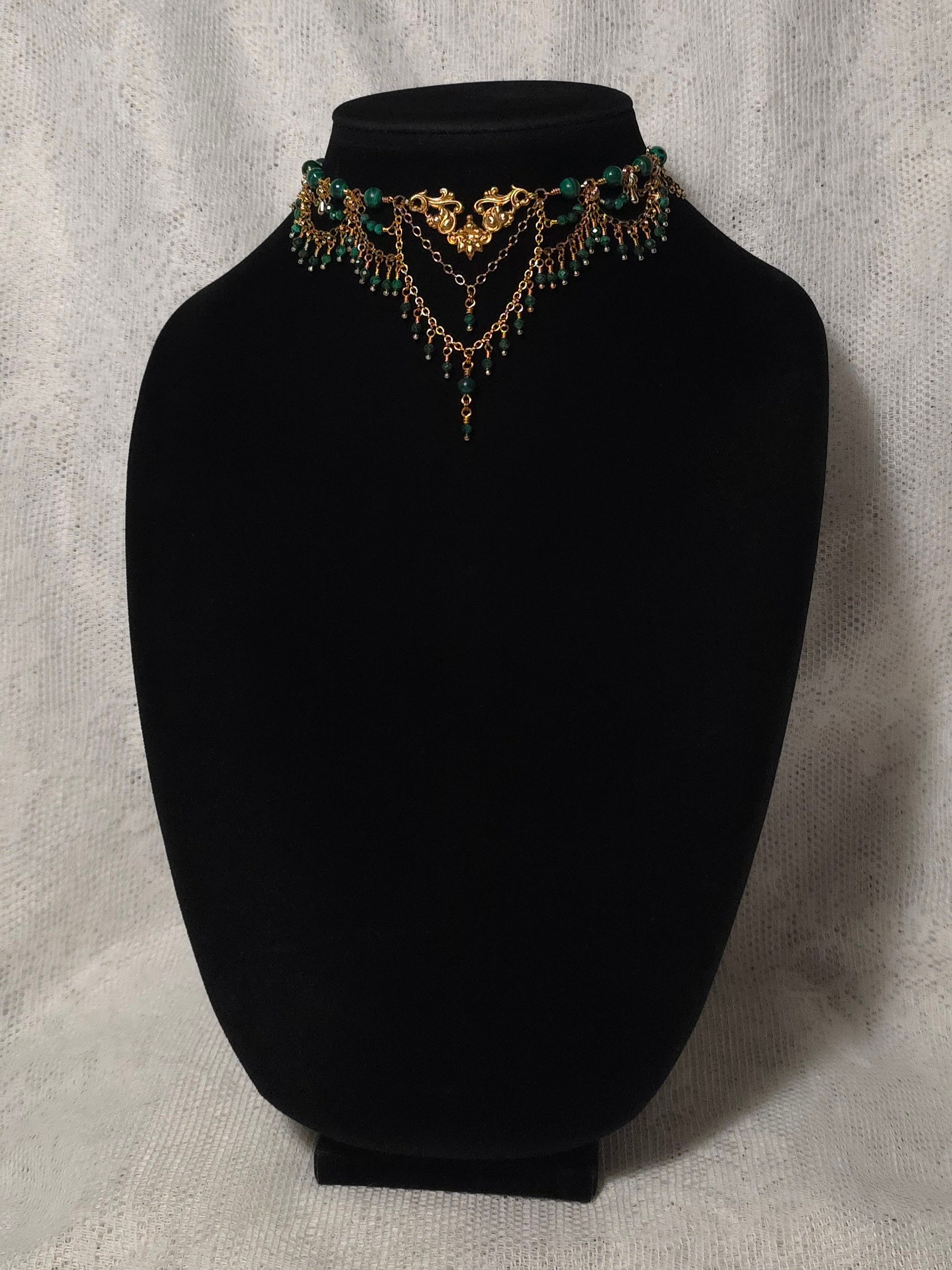 GREENWOOD | Gold & Malachite Renaissance Inspired Choker