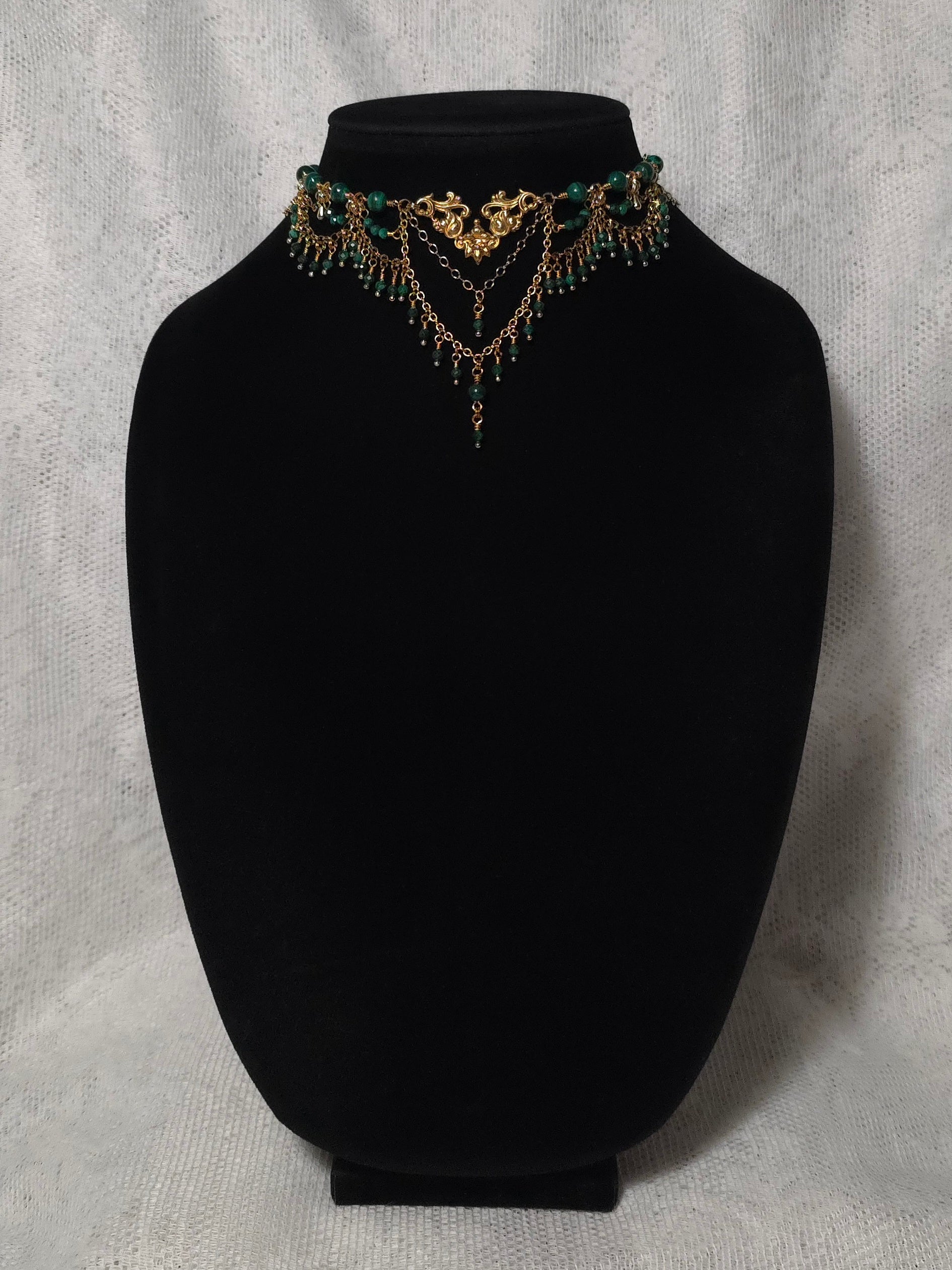 GREENWOOD | Gold & Malachite Renaissance Inspired Choker