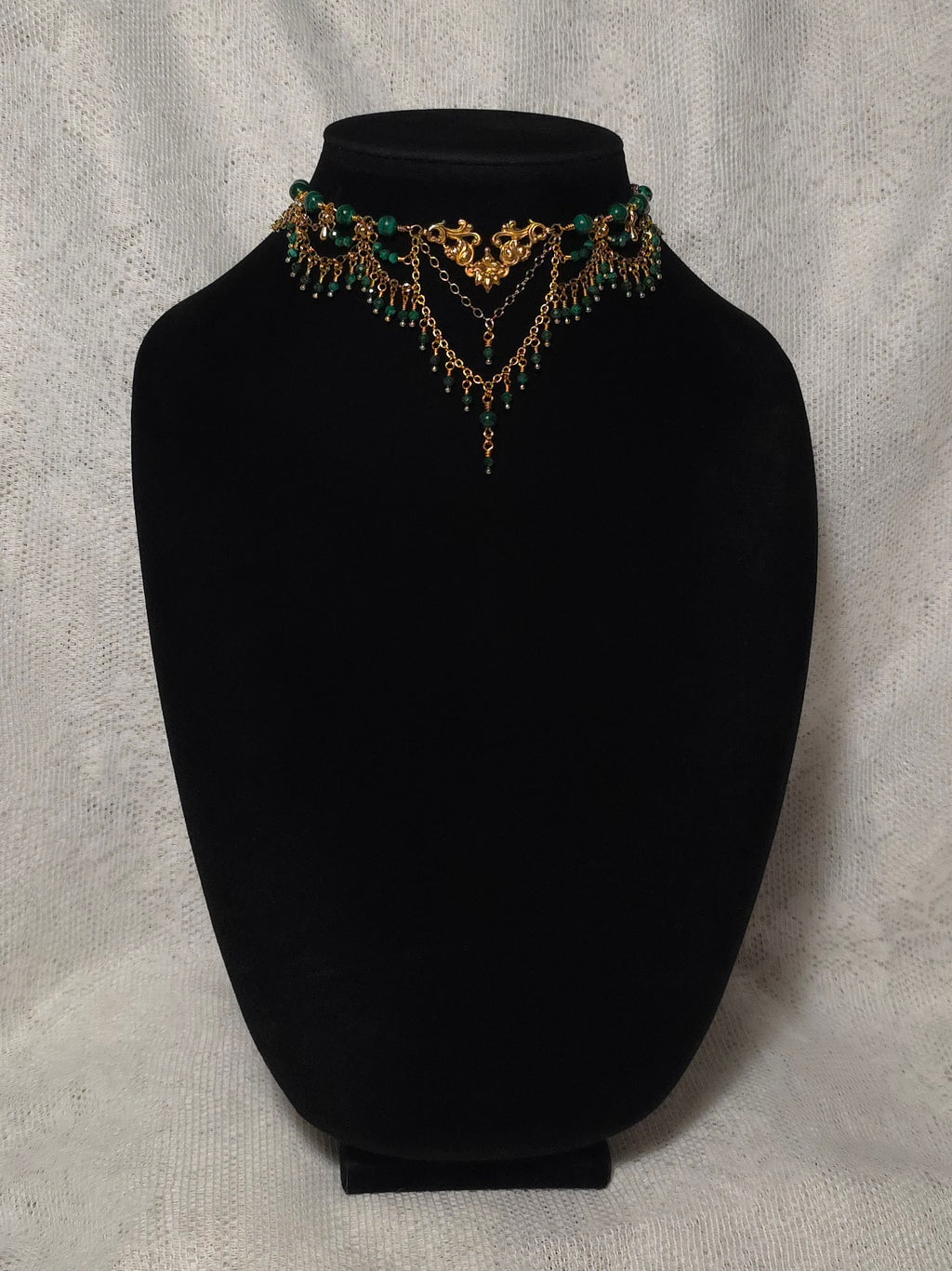GREENWOOD | Gold & Malachite Renaissance Inspired Choker