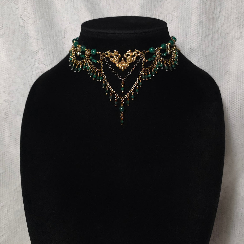GREENWOOD | Gold & Malachite Renaissance Inspired Choker