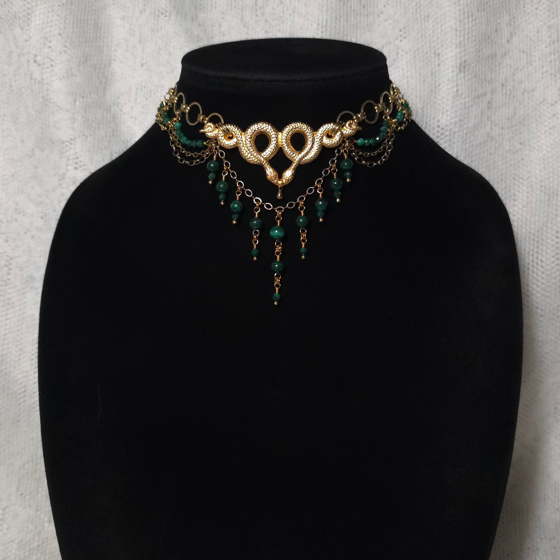 EVE OF EDEN | Gold & Malachite Renaissance Inspired Choker