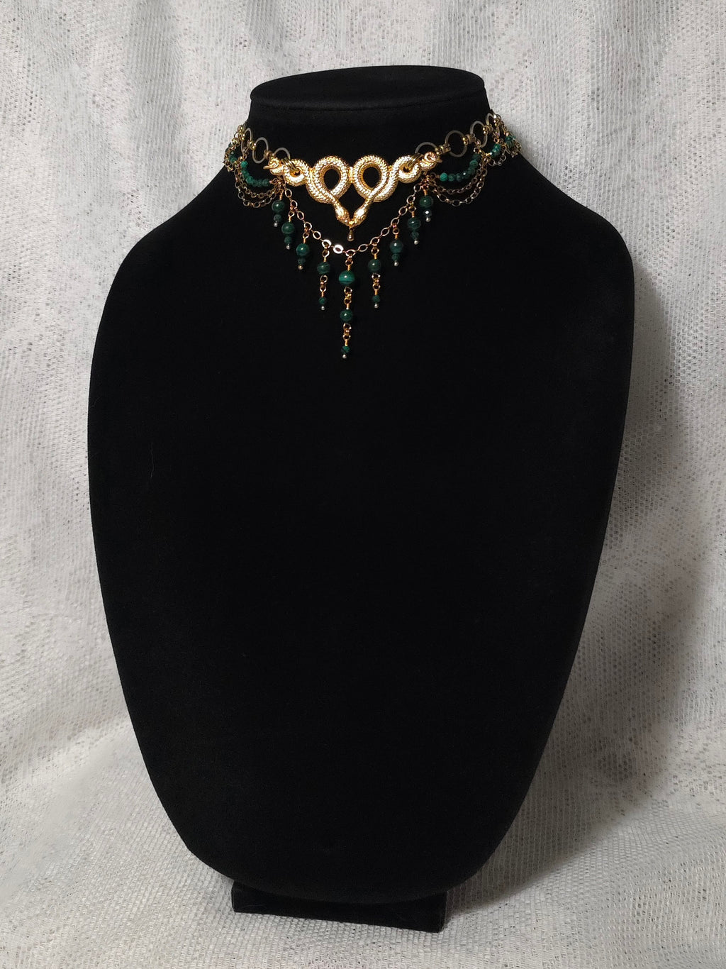 EVE OF EDEN | Gold & Malachite Renaissance Inspired Choker