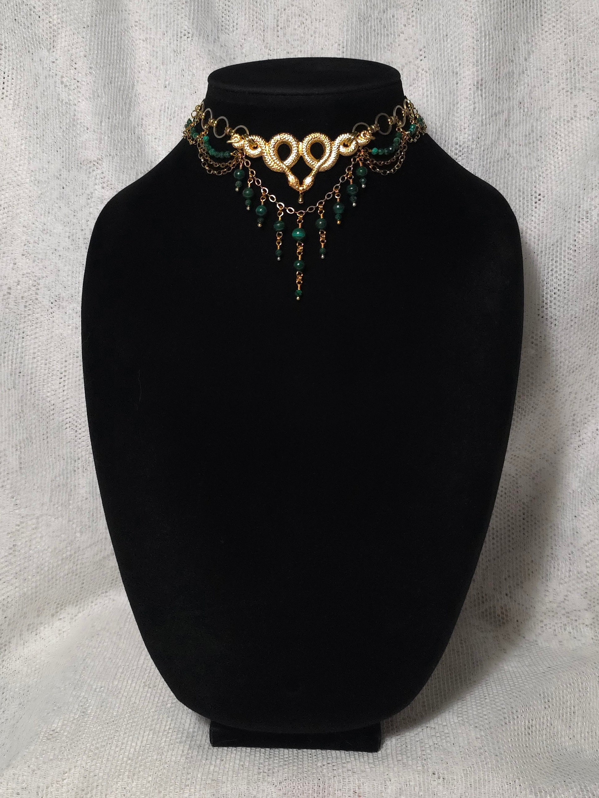 EVE OF EDEN | Gold & Malachite Renaissance Inspired Choker
