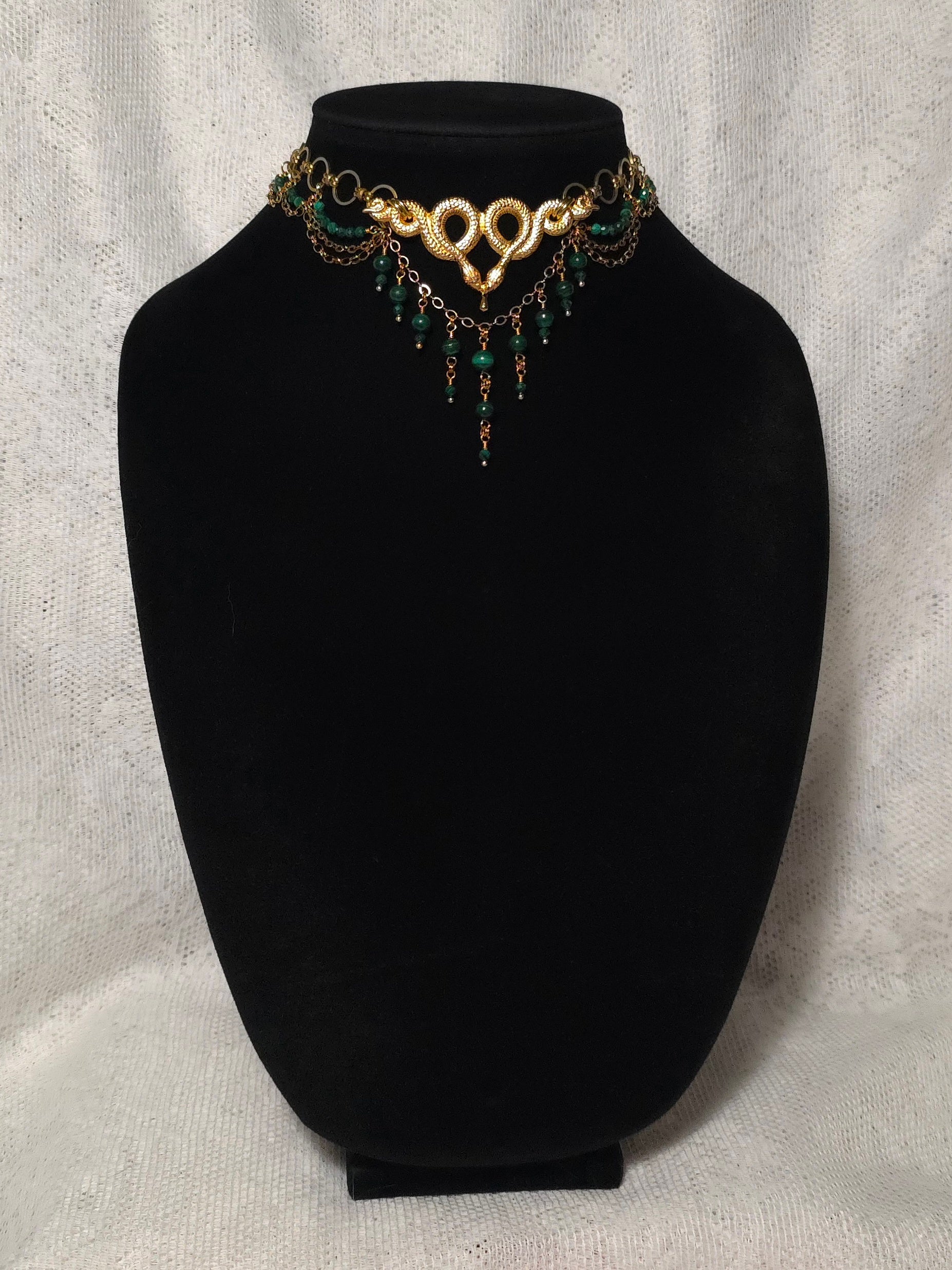 EVE OF EDEN | Gold & Malachite Renaissance Inspired Choker
