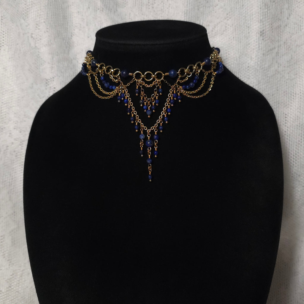 SOLITUDE | Gold & Lapis Renaissance Inspired Choker