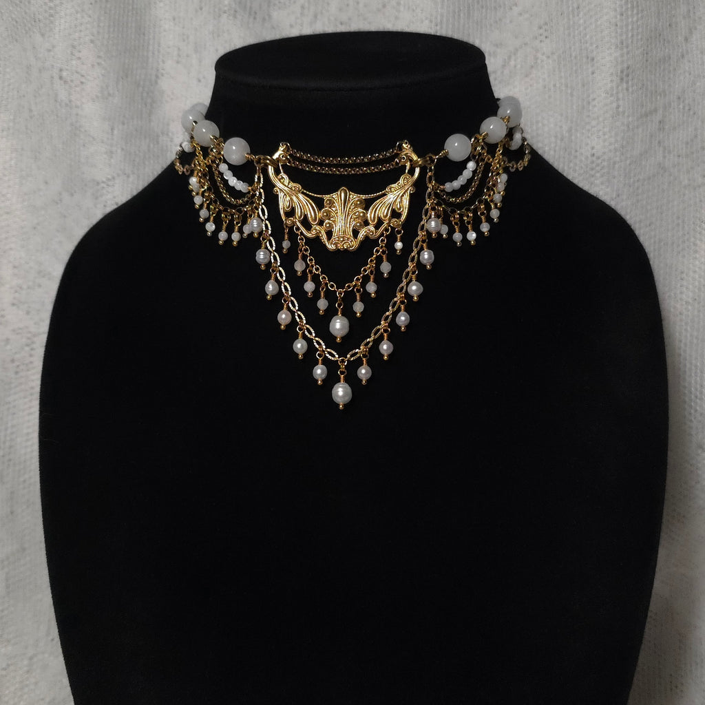 UNSUNDERED | Gold & Moonstone Renaissance Inspired Choker
