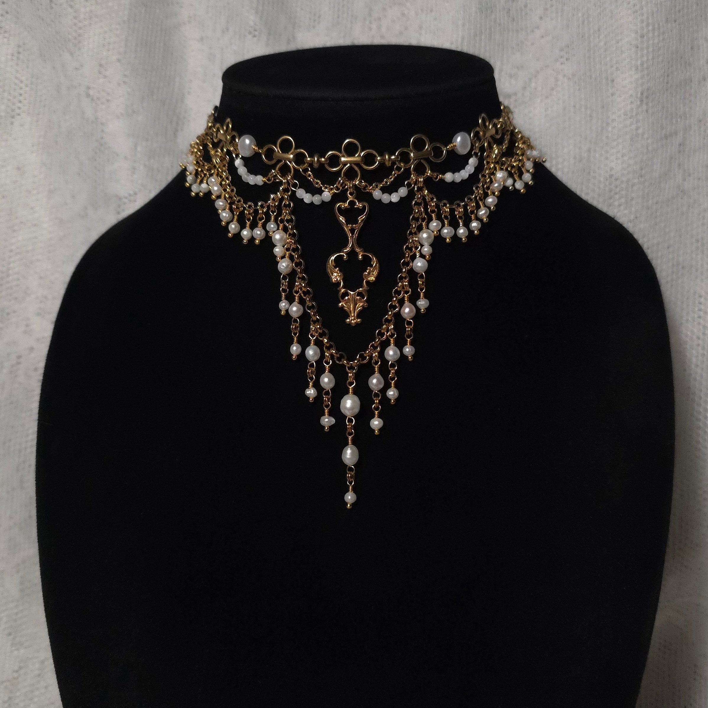 PERIAPT | Gold & Pearl Renaissance Inspired Choker