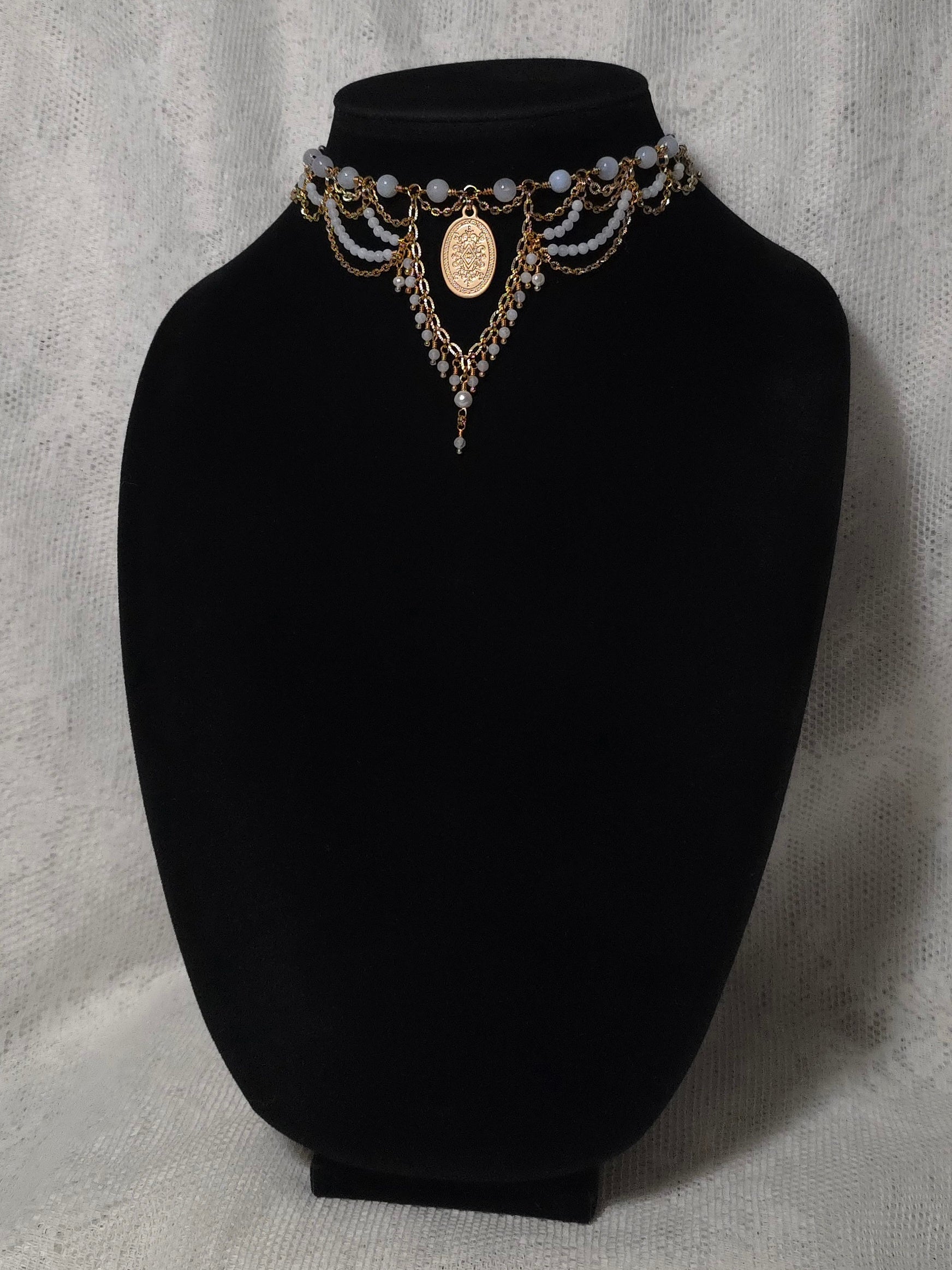 DULCET | Gold & Blue Lace Agate Renaissance Inspired Choker