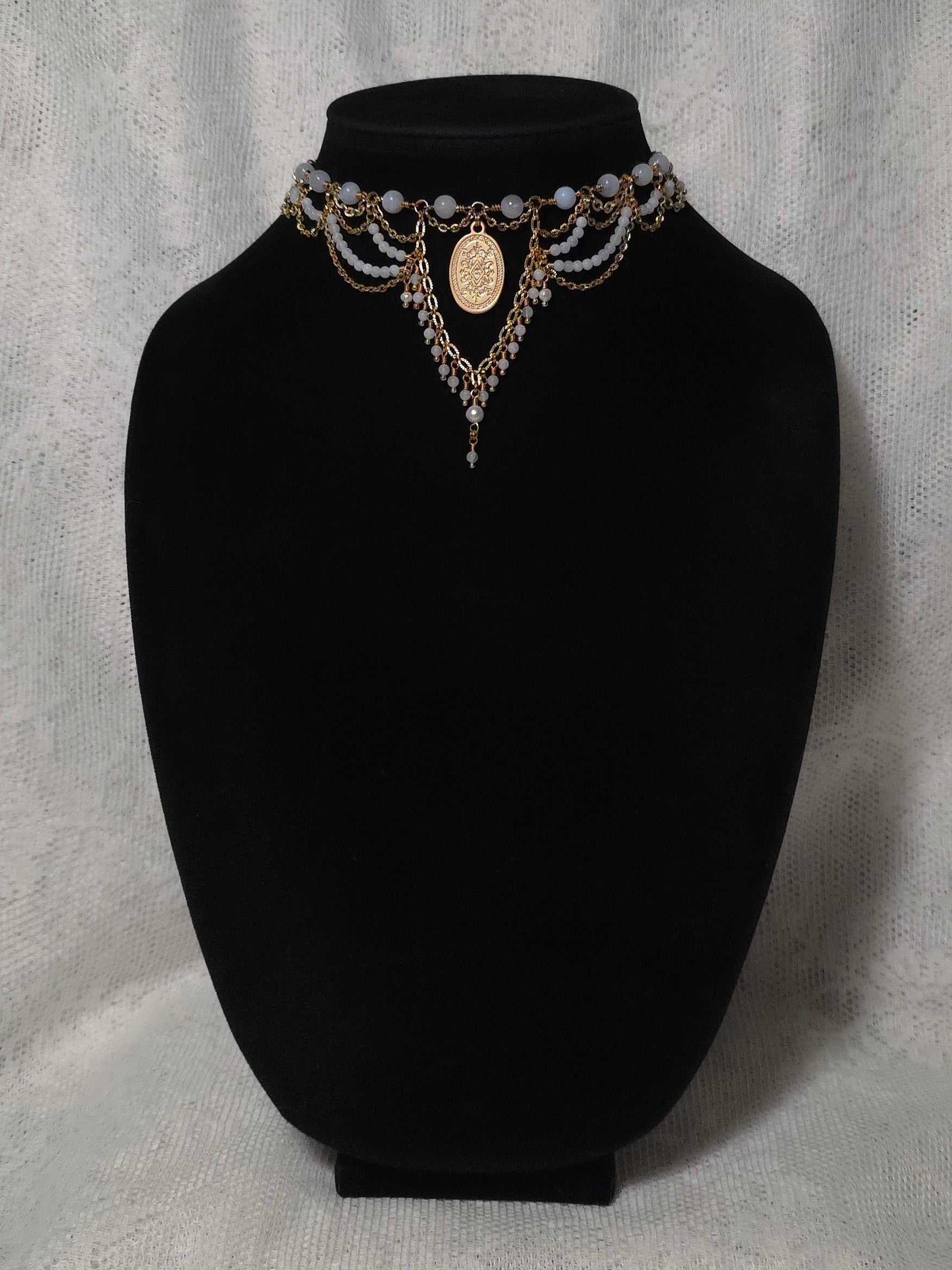 DULCET | Gold & Blue Lace Agate Renaissance Inspired Choker