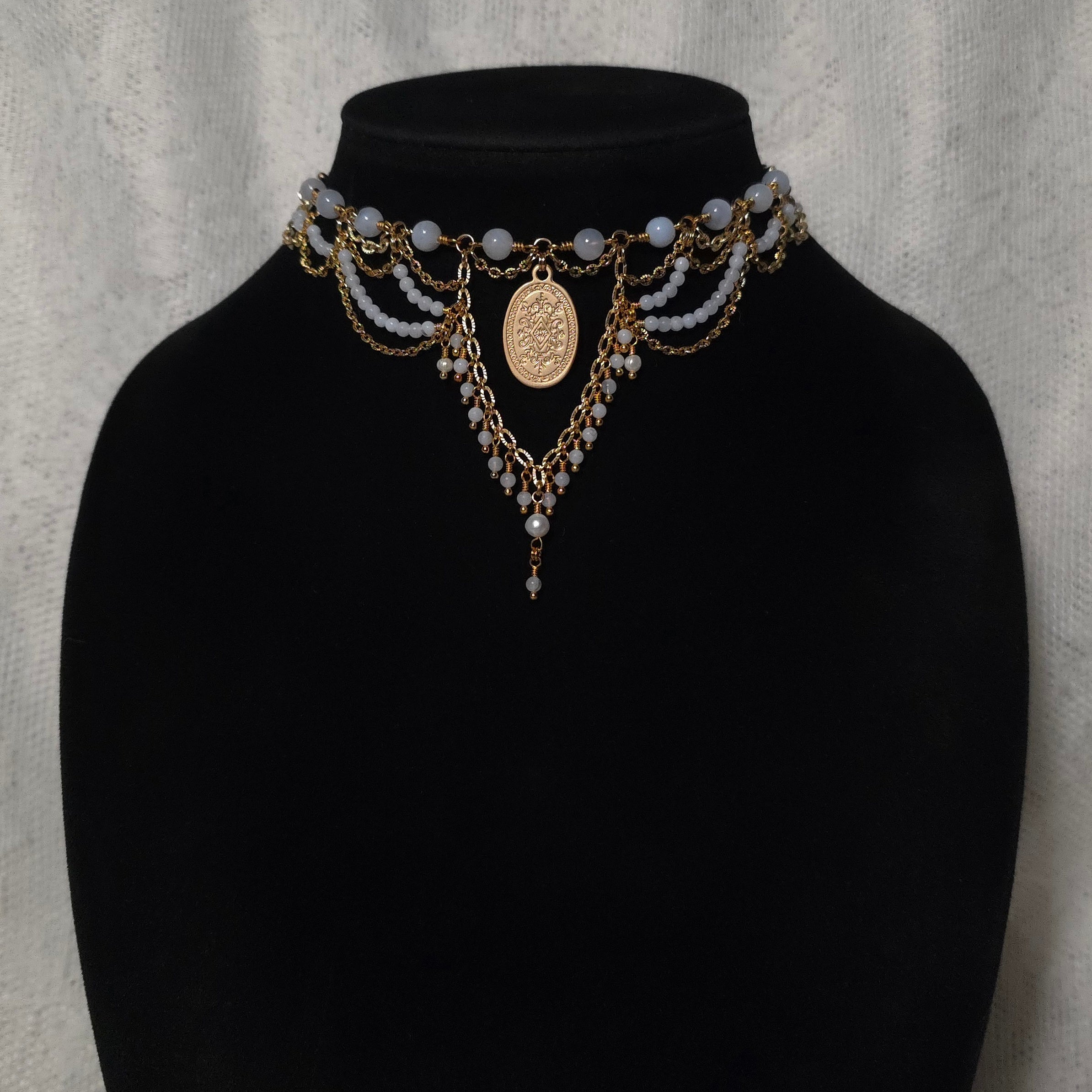 DULCET | Gold & Blue Lace Agate Renaissance Inspired Choker