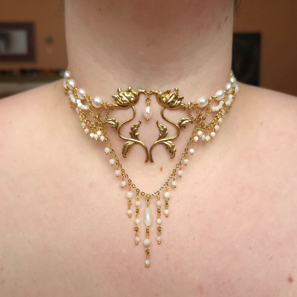 ENAMORED | Gold & Pearl Renaissance Inspired Choker
