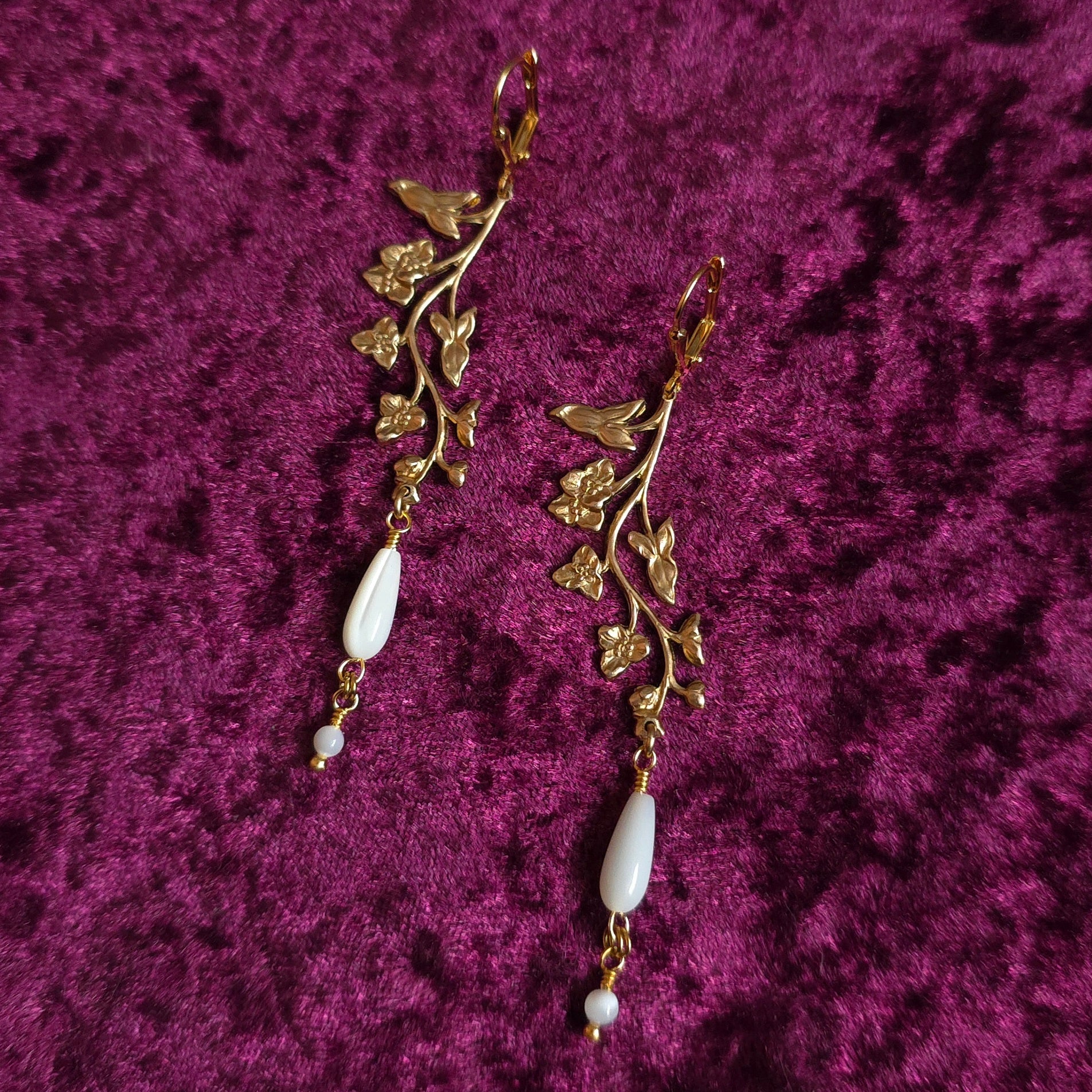 TAKE ANY FORM | Gold & Mother of Pearl Renaissance Inspired Earrings