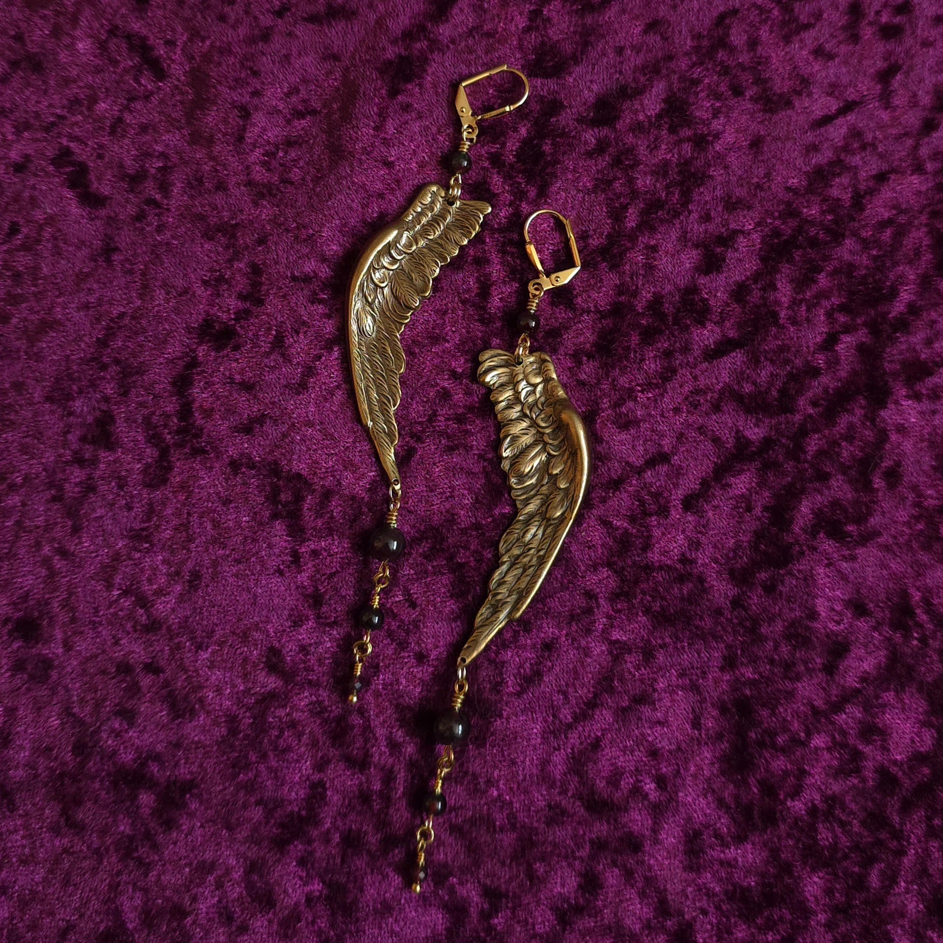 TO THE GRAVE | Gold & Garnet Renaissance Inspired Statement Earrings