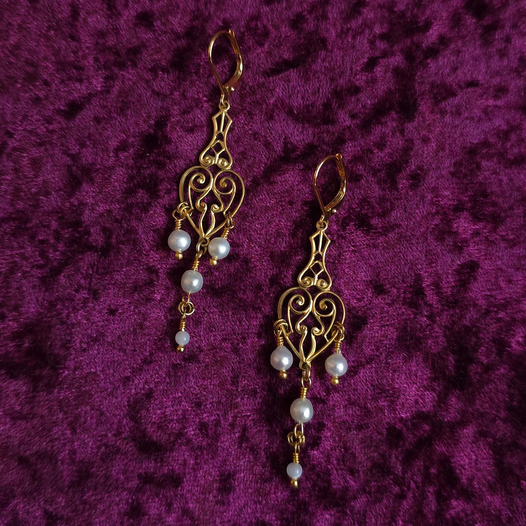 BROKENLY LIVE ON | Gold & Pearl Renaissance Inspired Statement Earrings