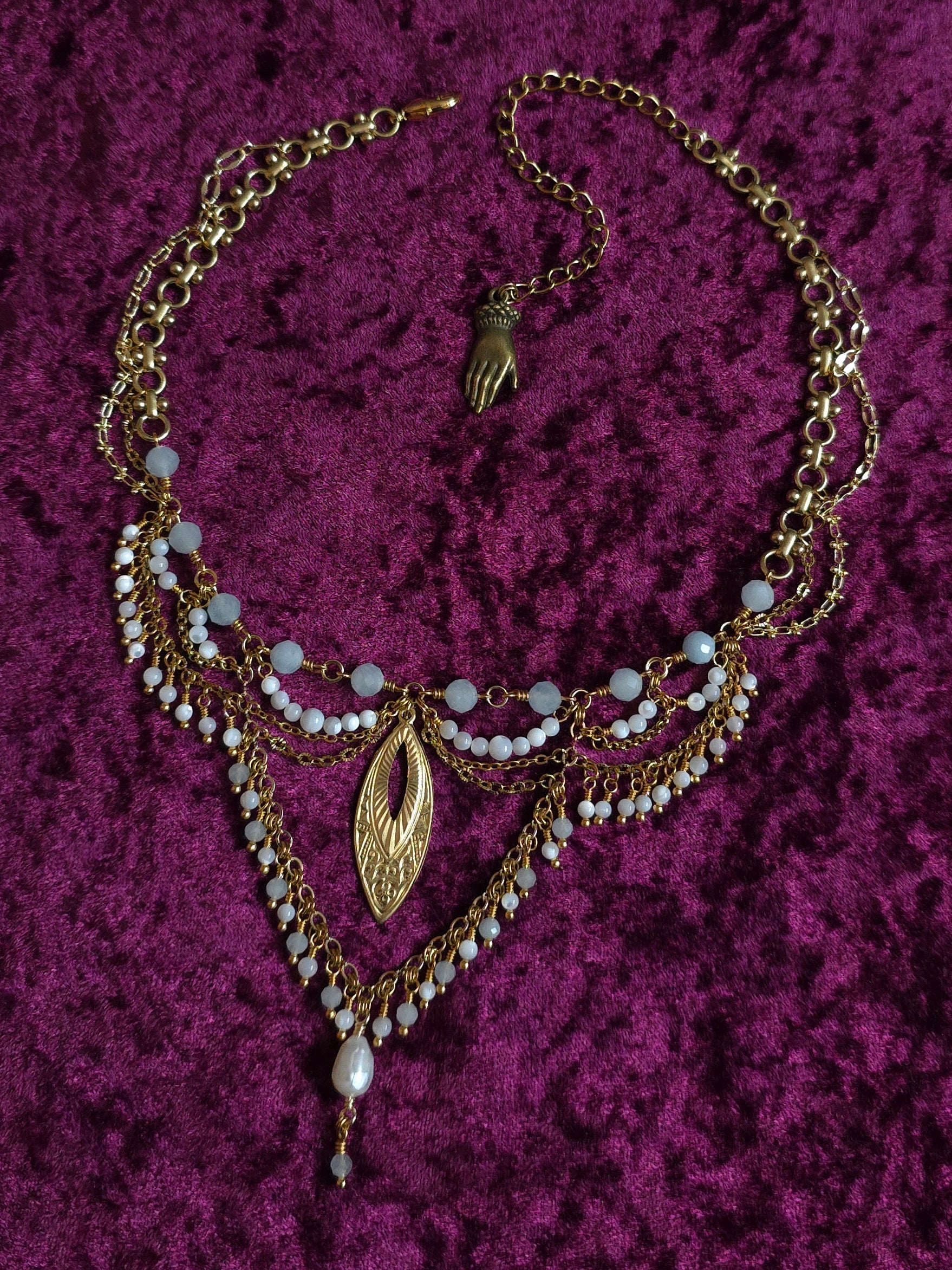 BE WITH ME ALWAYS | Gold & Aquamarine Renaissance Inspired Choker