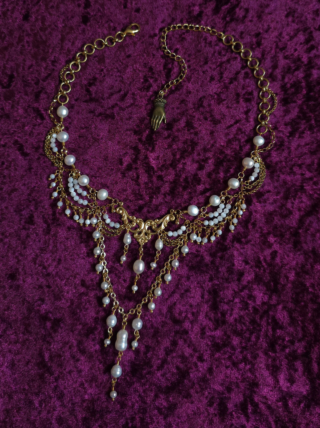 OCEANS OF TIME | Gold & Pearl Renaissance Inspired Statement Choker