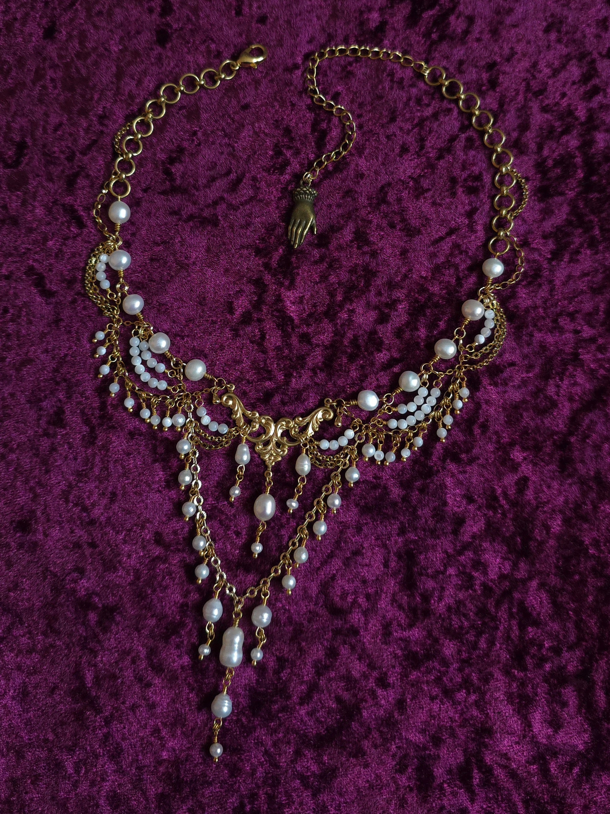 OCEANS OF TIME | Gold & Pearl Renaissance Inspired Statement Choker