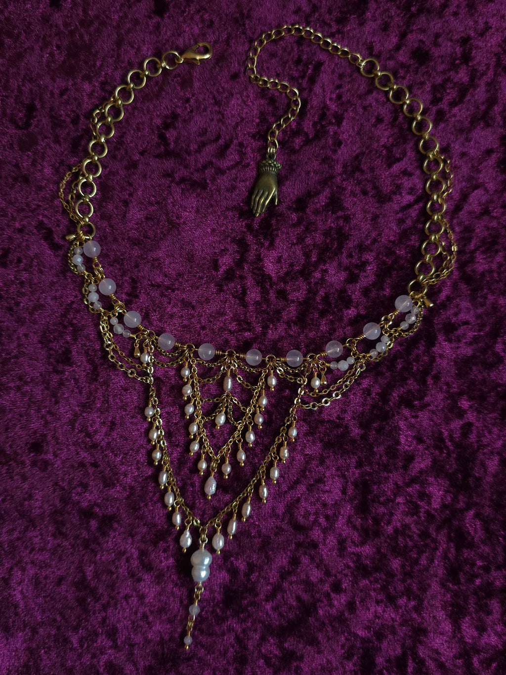 BETWEEN RIBS | Gold & Rose Quartz Renaissance Inspired Statement Choker
