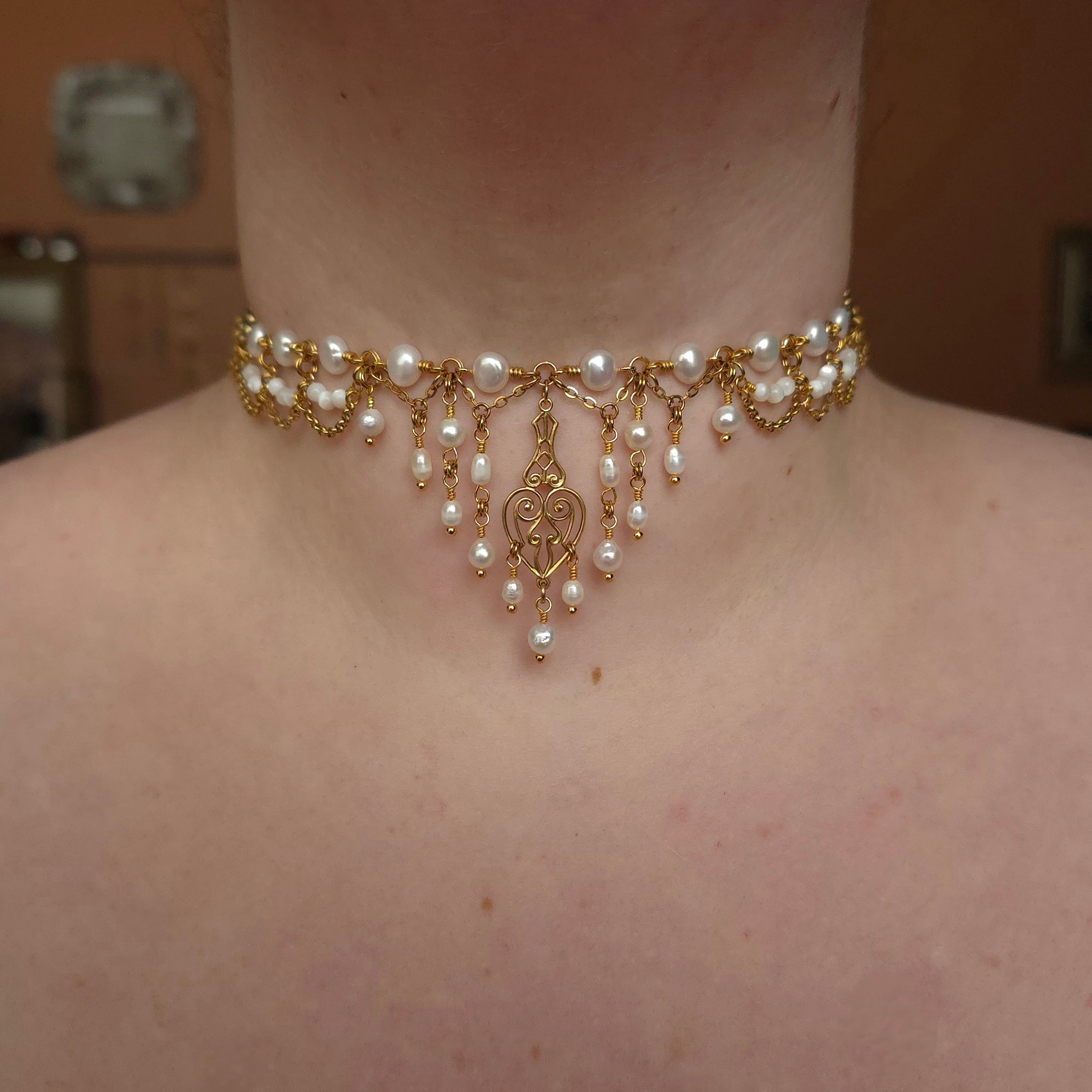 AT LAST | Gold & Pearl Renaissance Inspired Choker