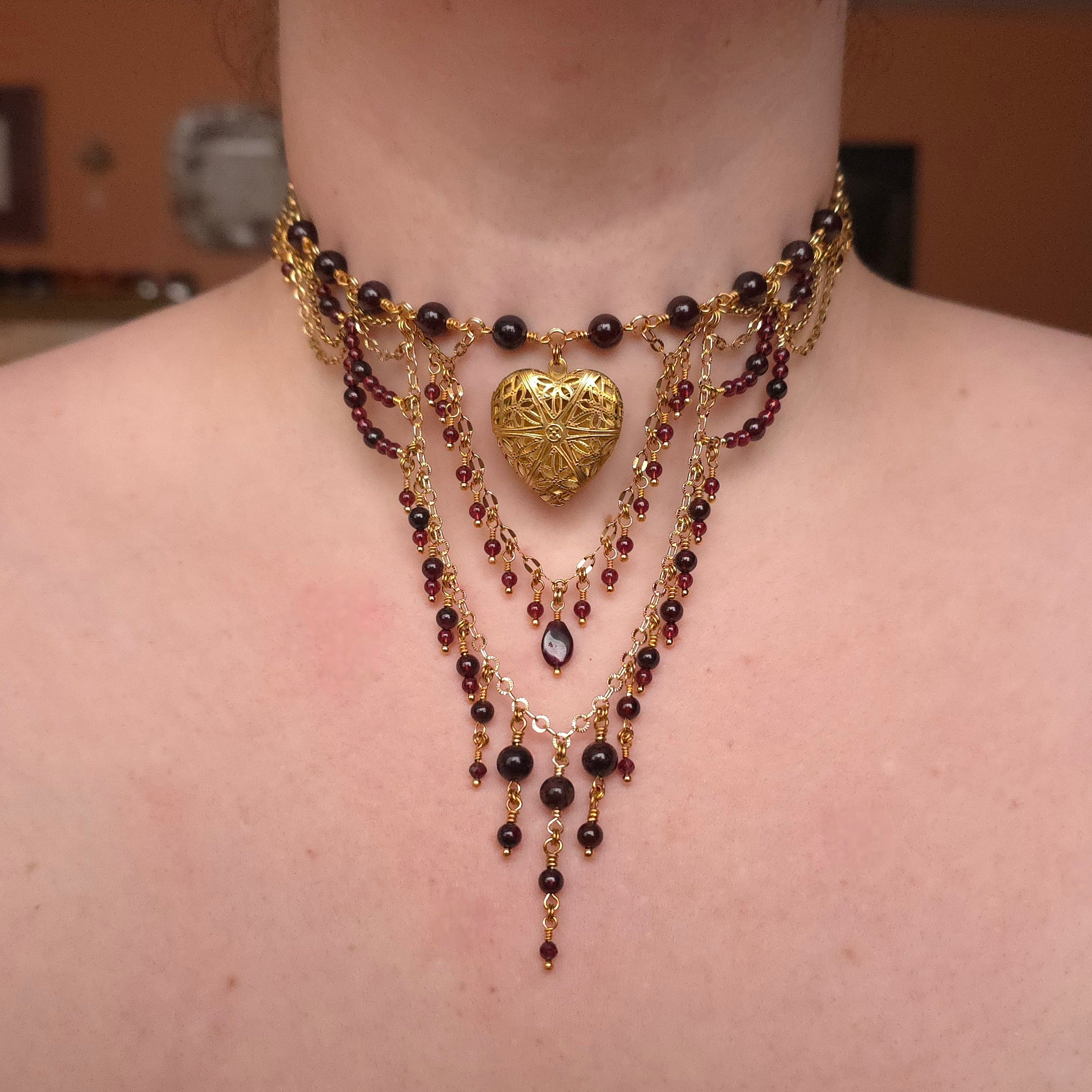 DRIVE ME MAD | Gold & Garnet Renaissance Inspired Statement Choker