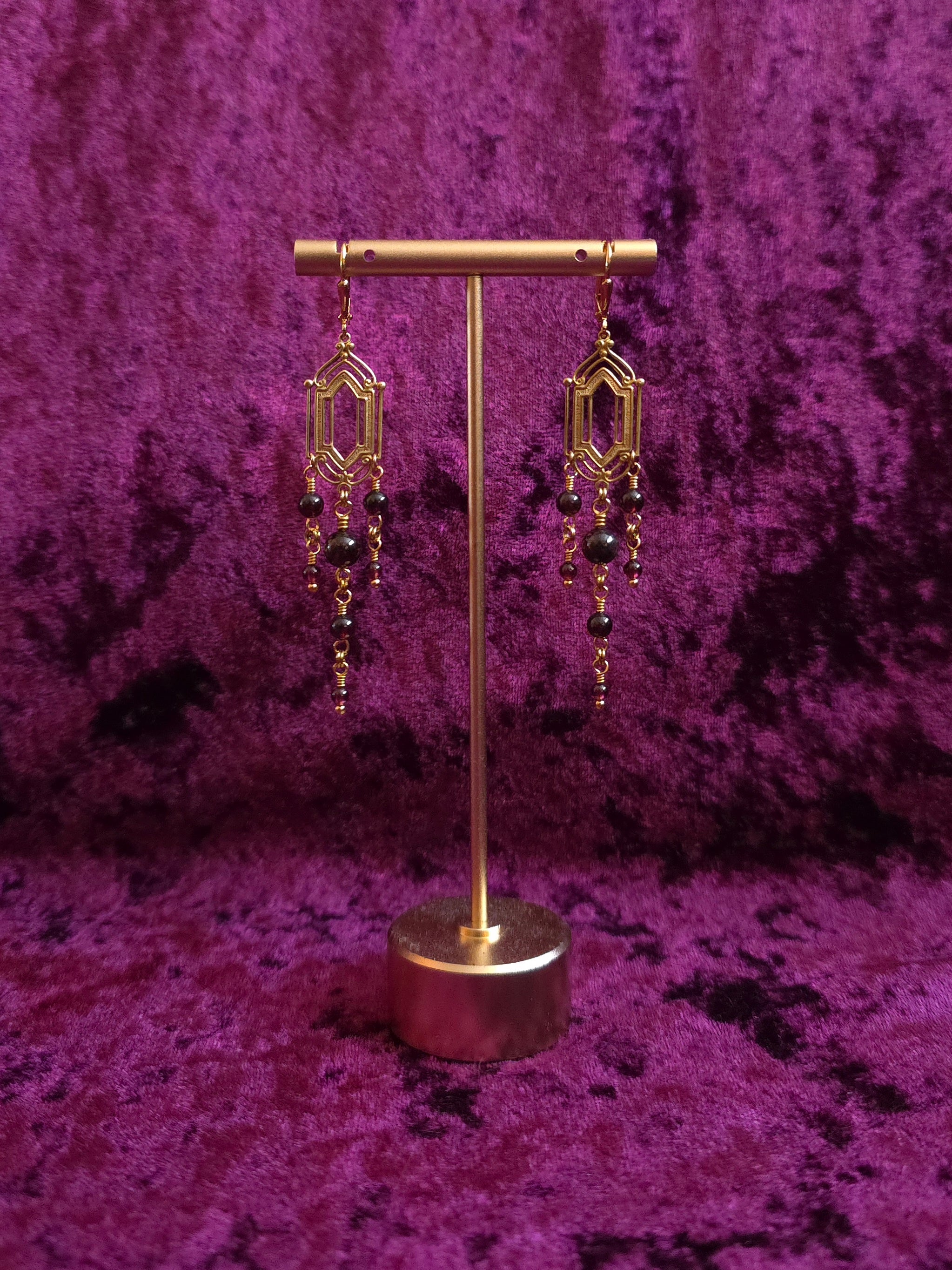 HAUNT ME | Gold & Garnet Renaissance Inspired Statement Earrings
