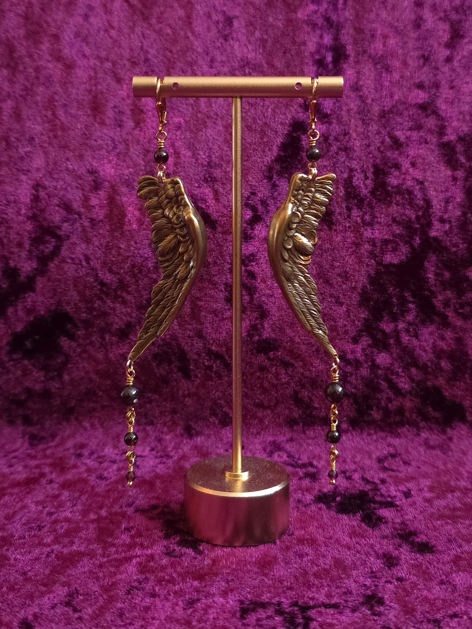 TO THE GRAVE | Gold & Garnet Renaissance Inspired Statement Earrings