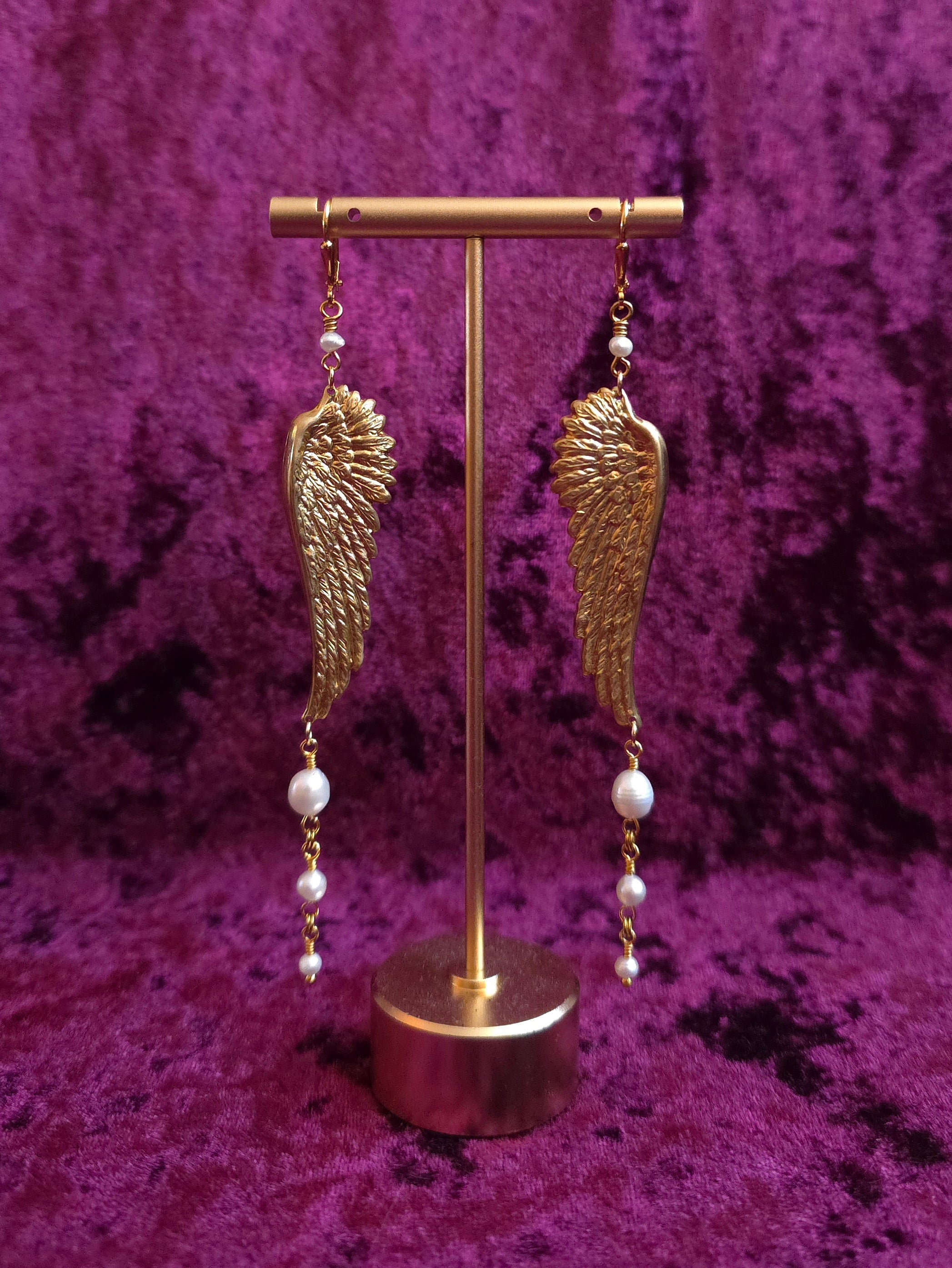 ON WINGS OF LOVE | Gold & Pearl Renaissance Inspired Statement Earrings