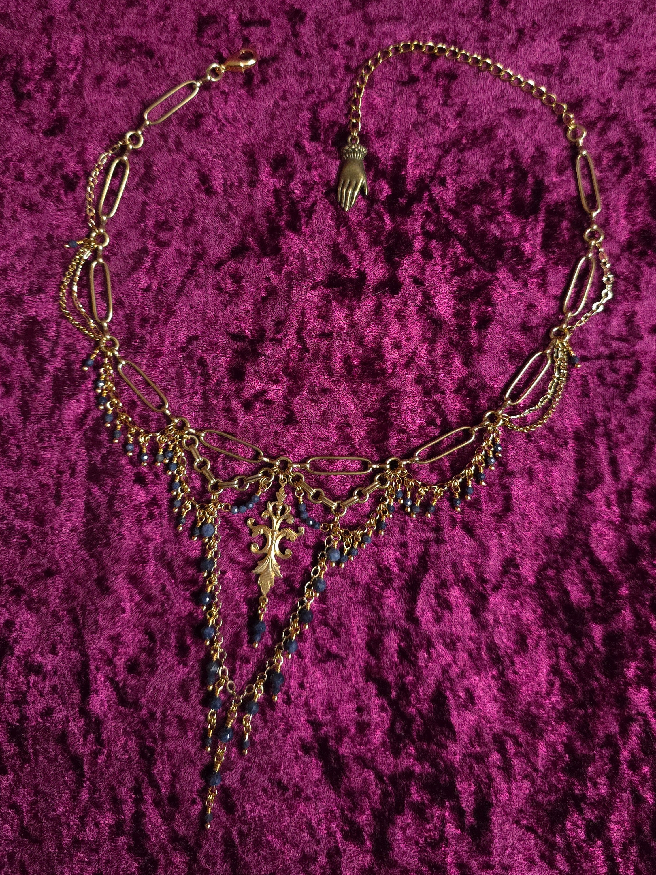 TO THE END | Gold & Sapphire Renaissance Inspired Choker