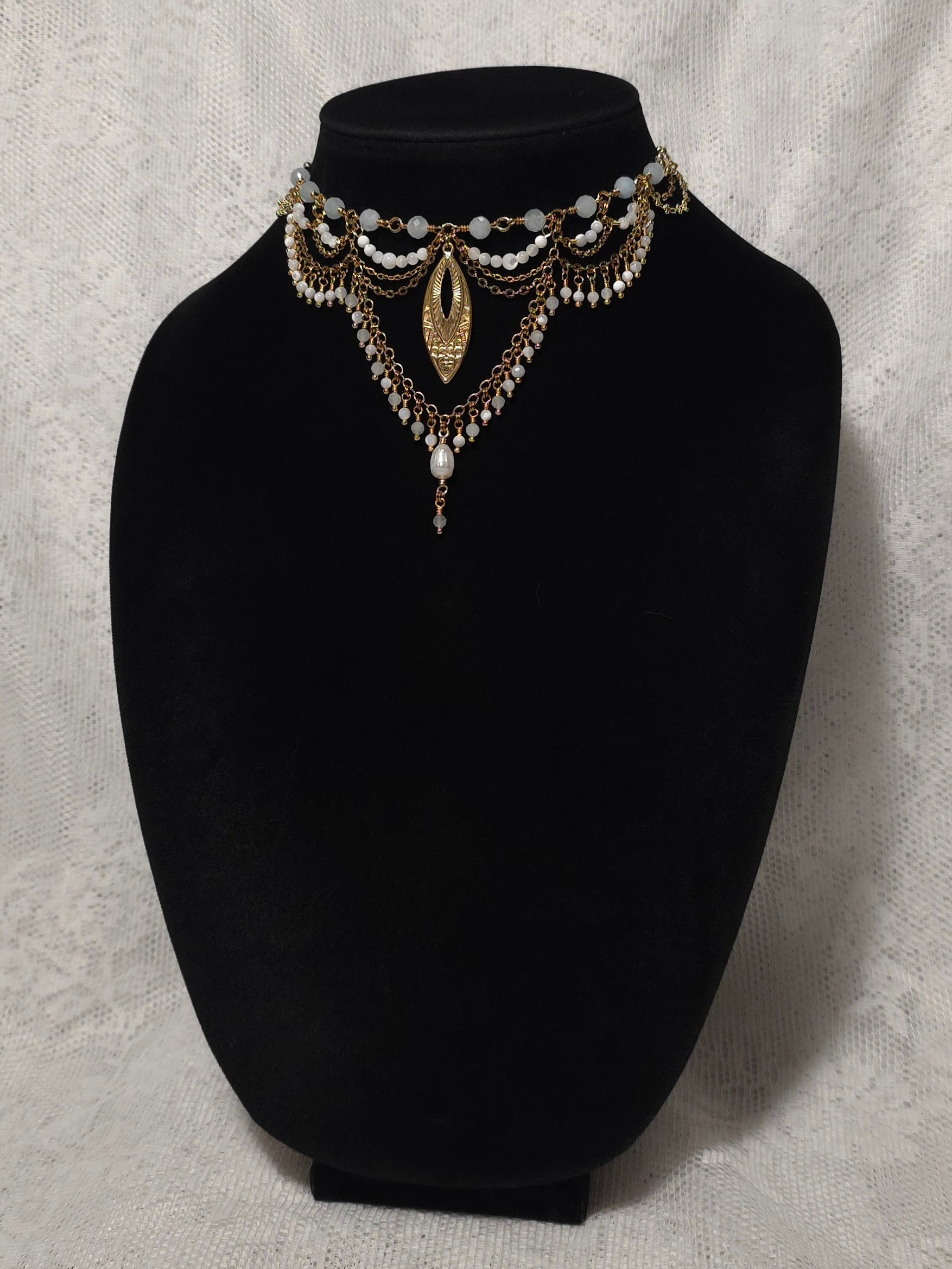 BE WITH ME ALWAYS | Gold & Aquamarine Renaissance Inspired Choker