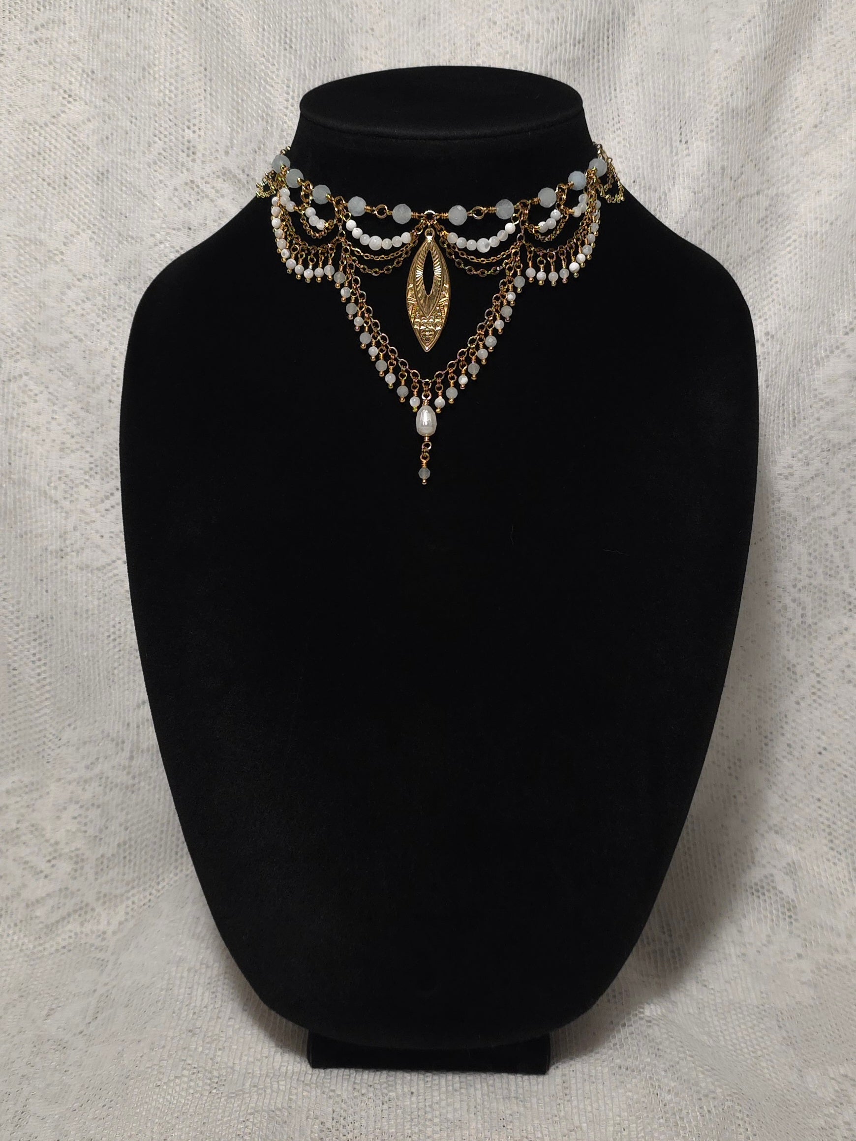 BE WITH ME ALWAYS | Gold & Aquamarine Renaissance Inspired Choker