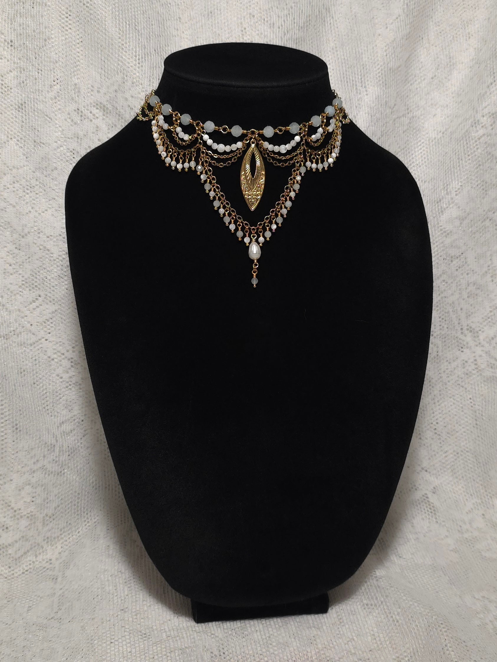 BE WITH ME ALWAYS | Gold & Aquamarine Renaissance Inspired Choker