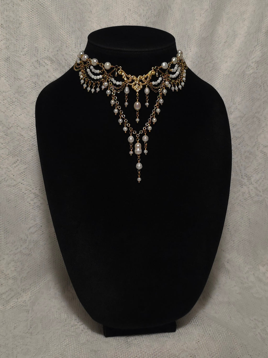 OCEANS OF TIME | Gold & Pearl Renaissance Inspired Statement Choker