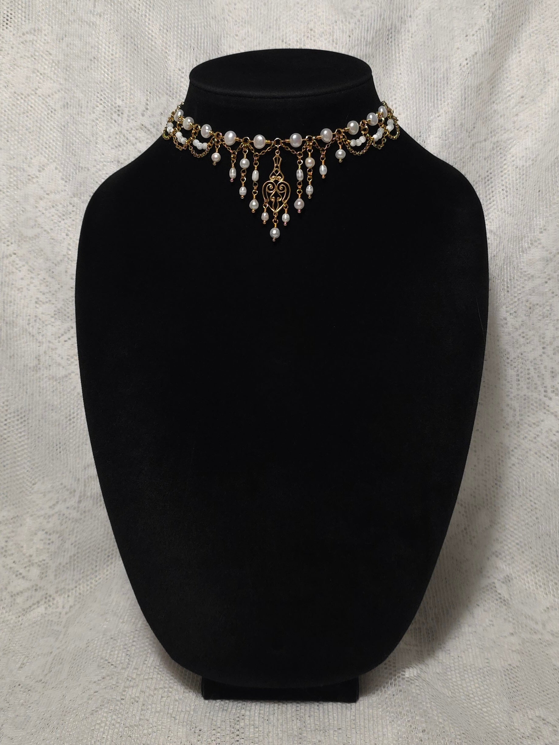 AT LAST | Gold & Pearl Renaissance Inspired Choker