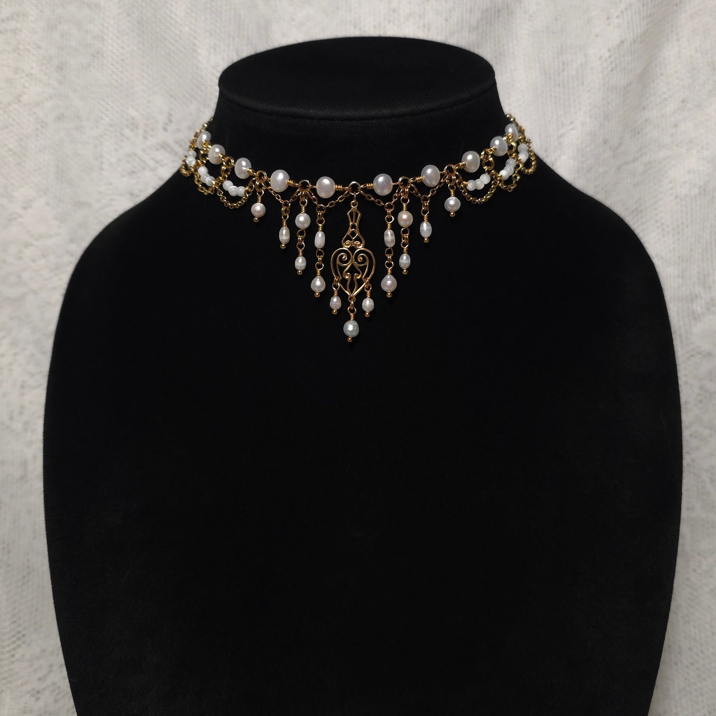 AT LAST | Gold & Pearl Renaissance Inspired Choker