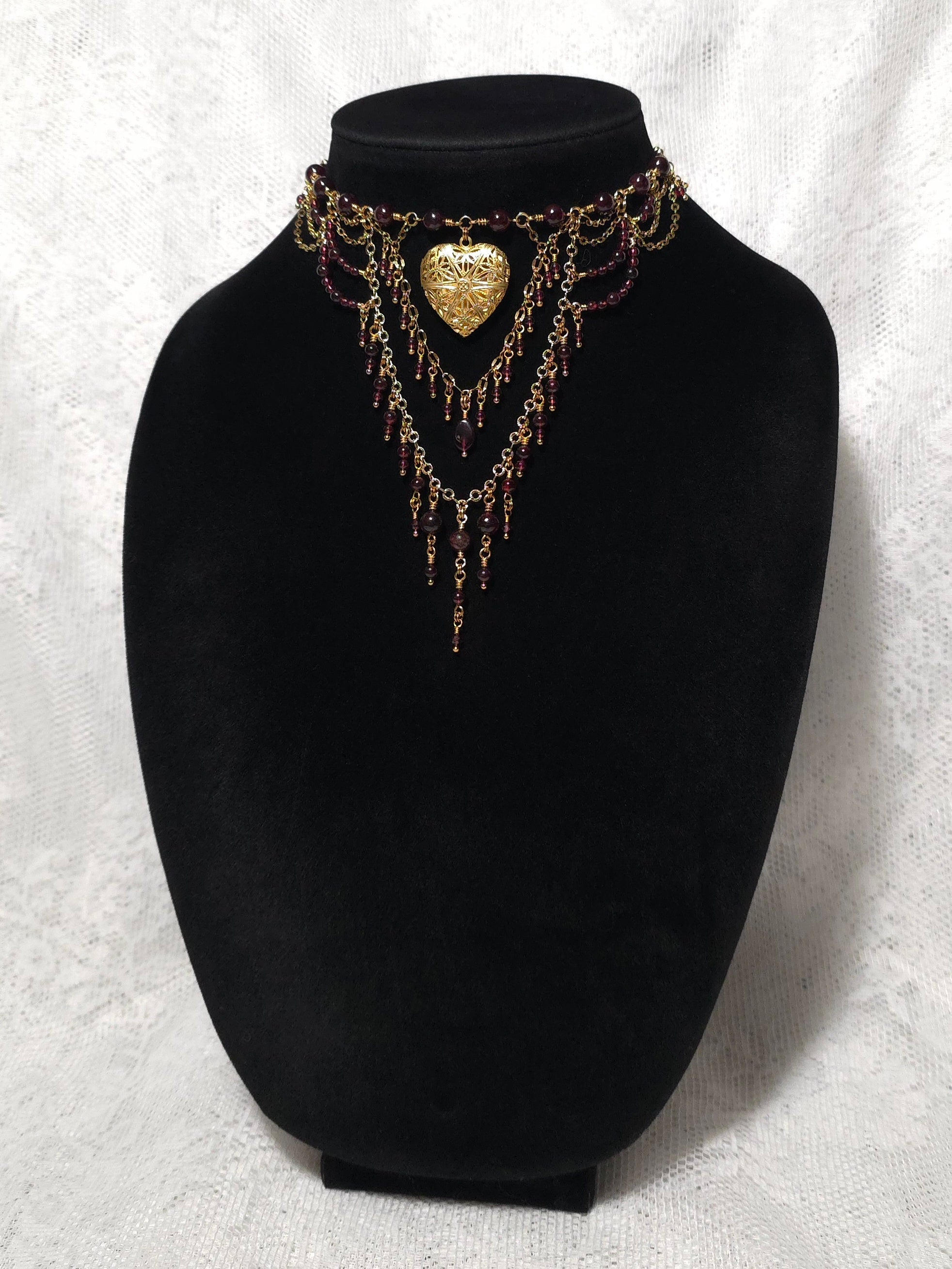 DRIVE ME MAD | Gold & Garnet Renaissance Inspired Statement Choker