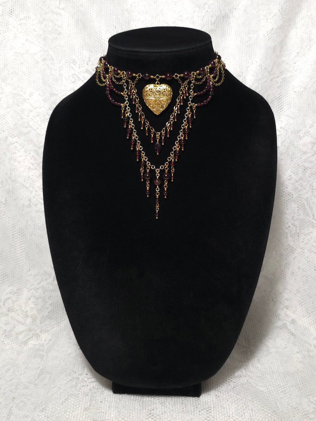 DRIVE ME MAD | Gold & Garnet Renaissance Inspired Statement Choker