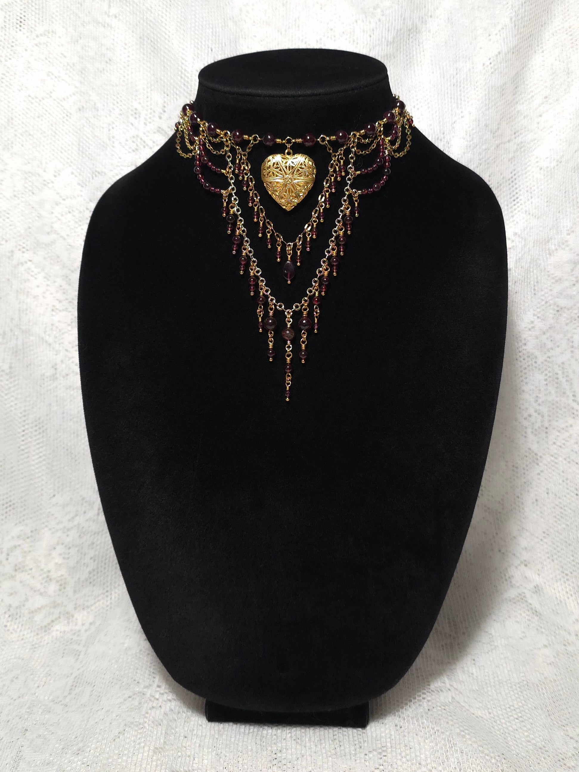 DRIVE ME MAD | Gold & Garnet Renaissance Inspired Statement Choker