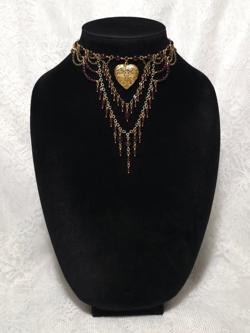 DRIVE ME MAD | Gold & Garnet Renaissance Inspired Statement Choker