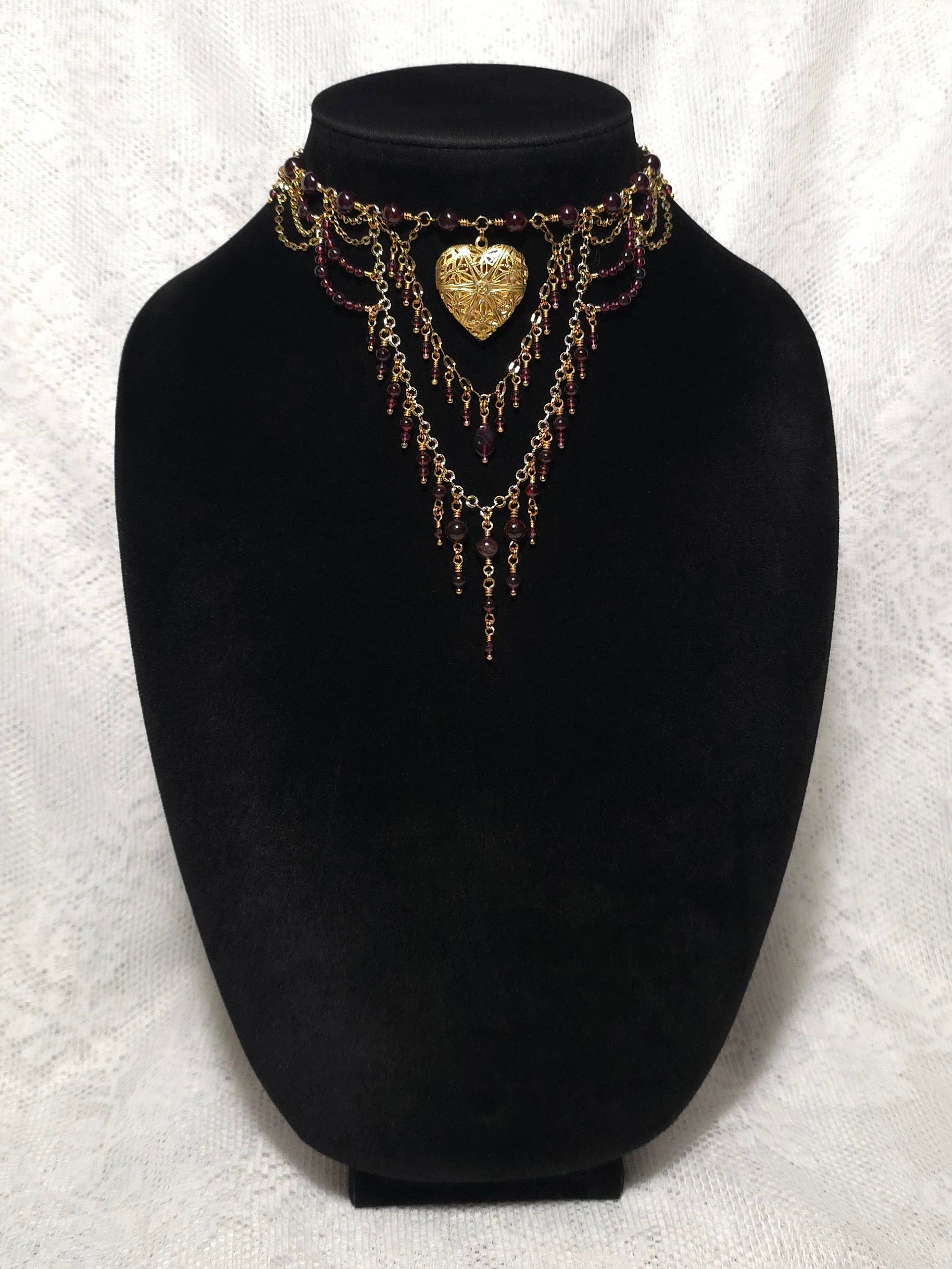 DRIVE ME MAD | Gold & Garnet Renaissance Inspired Statement Choker