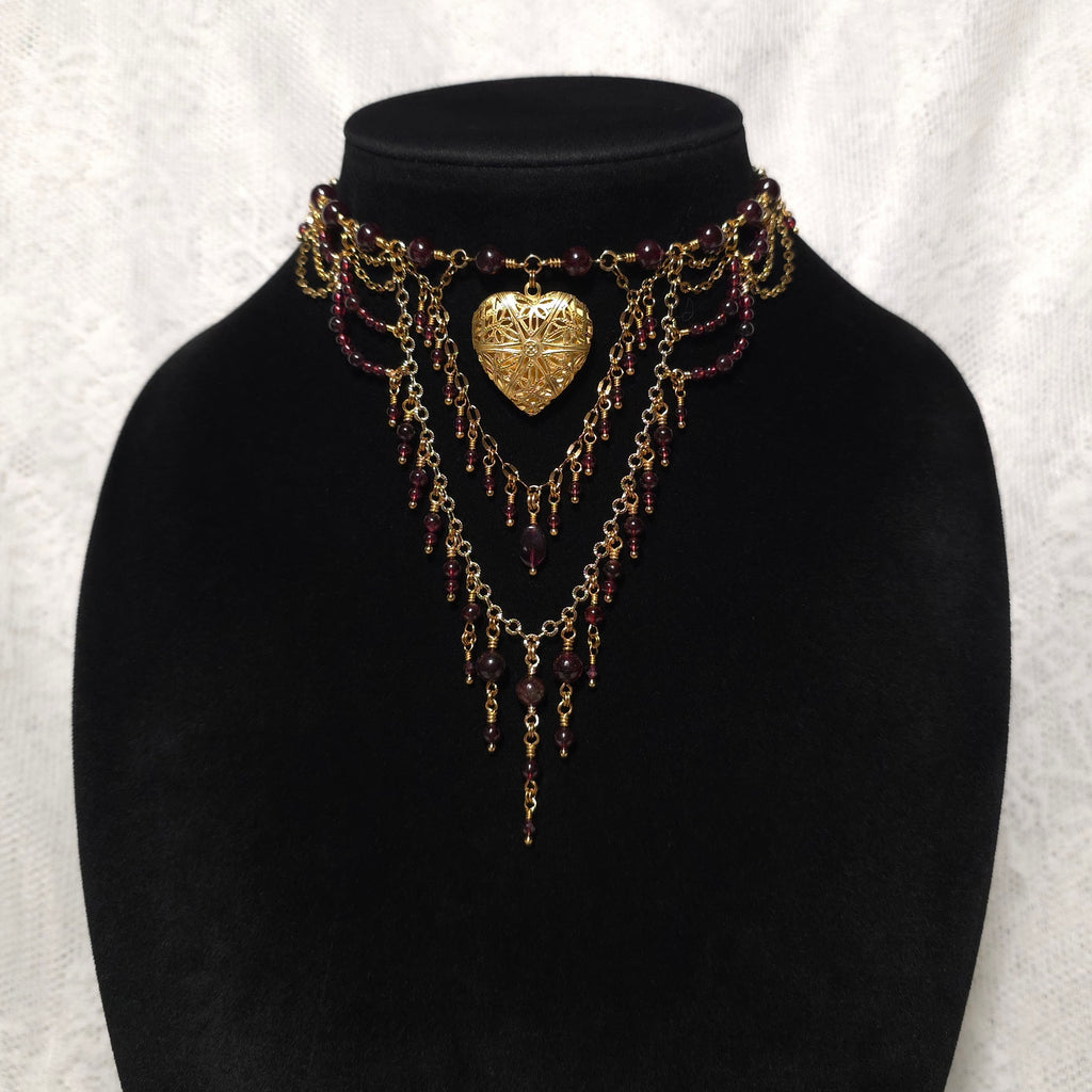 DRIVE ME MAD | Gold & Garnet Renaissance Inspired Statement Choker