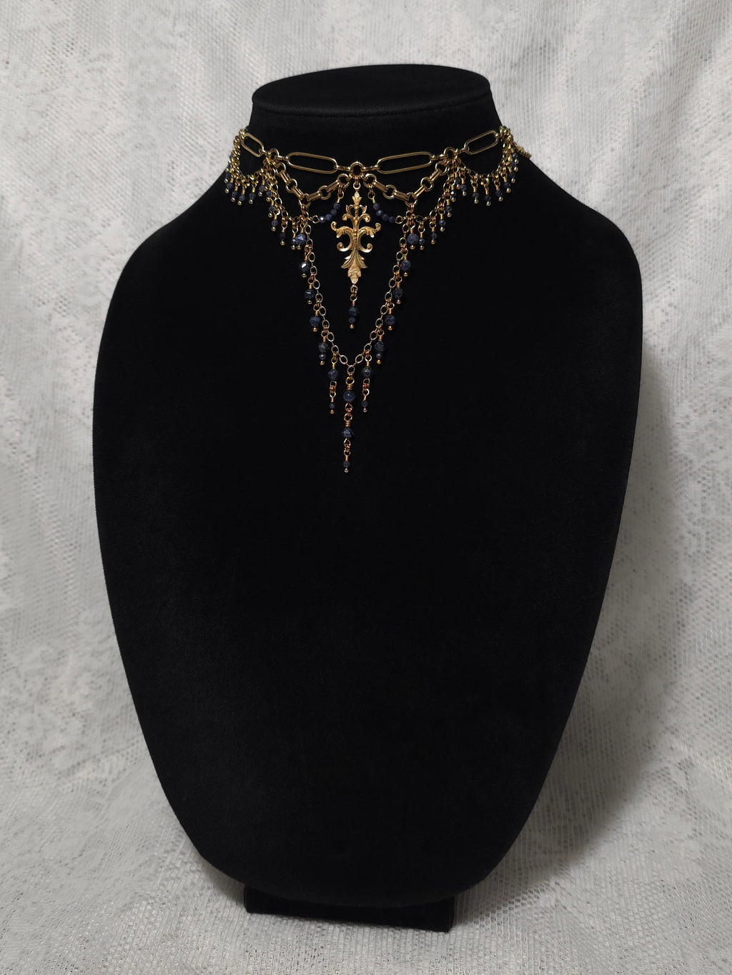 TO THE END | Gold & Sapphire Renaissance Inspired Choker