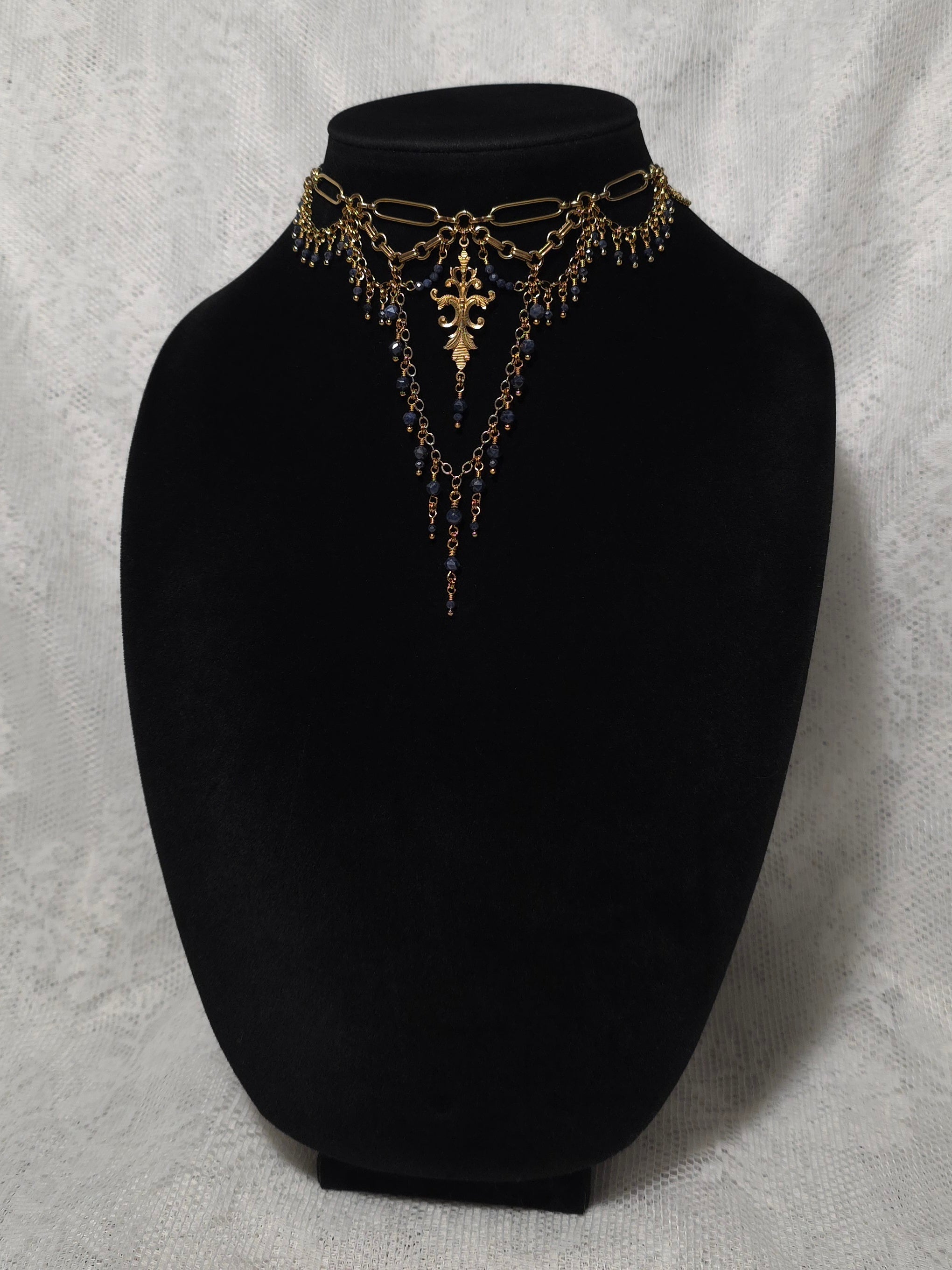 TO THE END | Gold & Sapphire Renaissance Inspired Choker